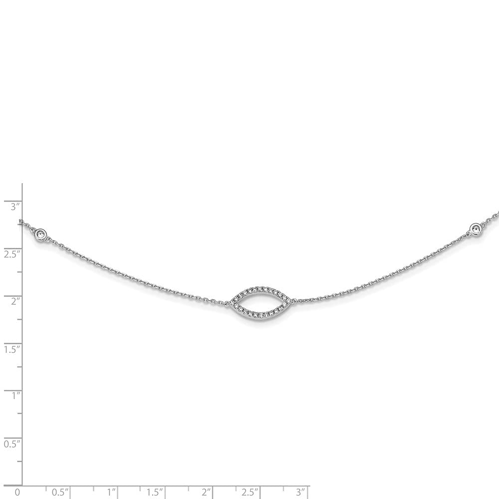 Diamond2Deal Sterling Silver Rhodium-Plated 18 Inch Necklace for Women - Elegant Layering Necklace for Everyday Wear, Gift Giving & Special Occasions