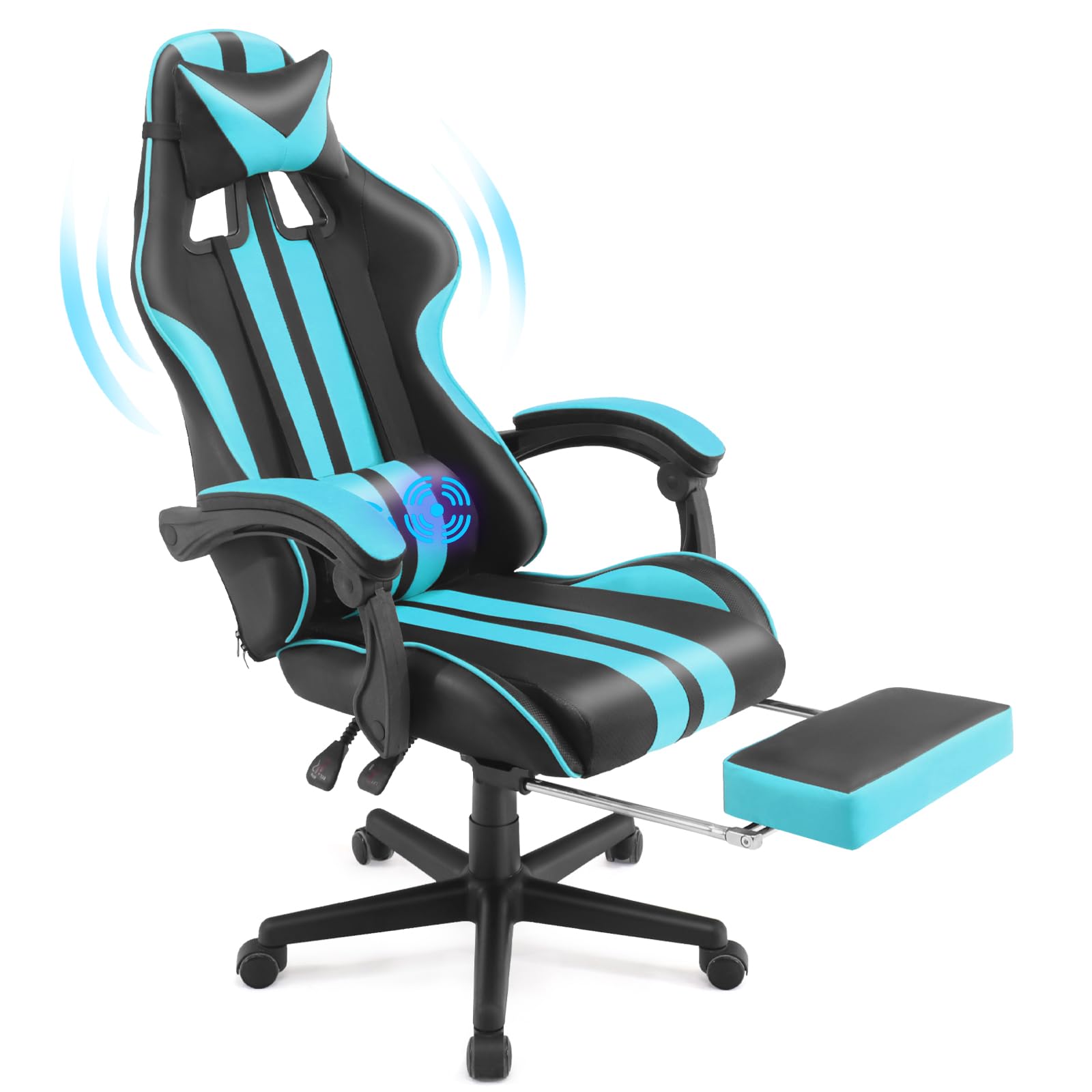 Premium Miami Blue Ergonomic Gaming Chair for Adults & Teens - High Back PC Gaming Chair with Lumbar Support - Perfect for Esports, Streaming & Office Work