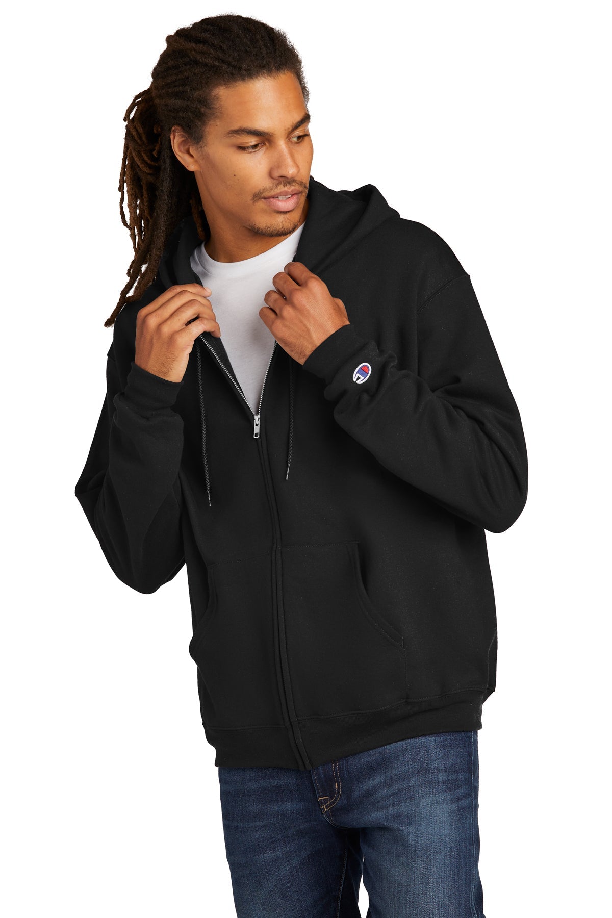 Champion Eco Fleece Full Zip Hoodie for Men & Women - Soft Warm Pullover Jacket - Black - Perfect for Casual Wear, Gym & Outdoor Activities
