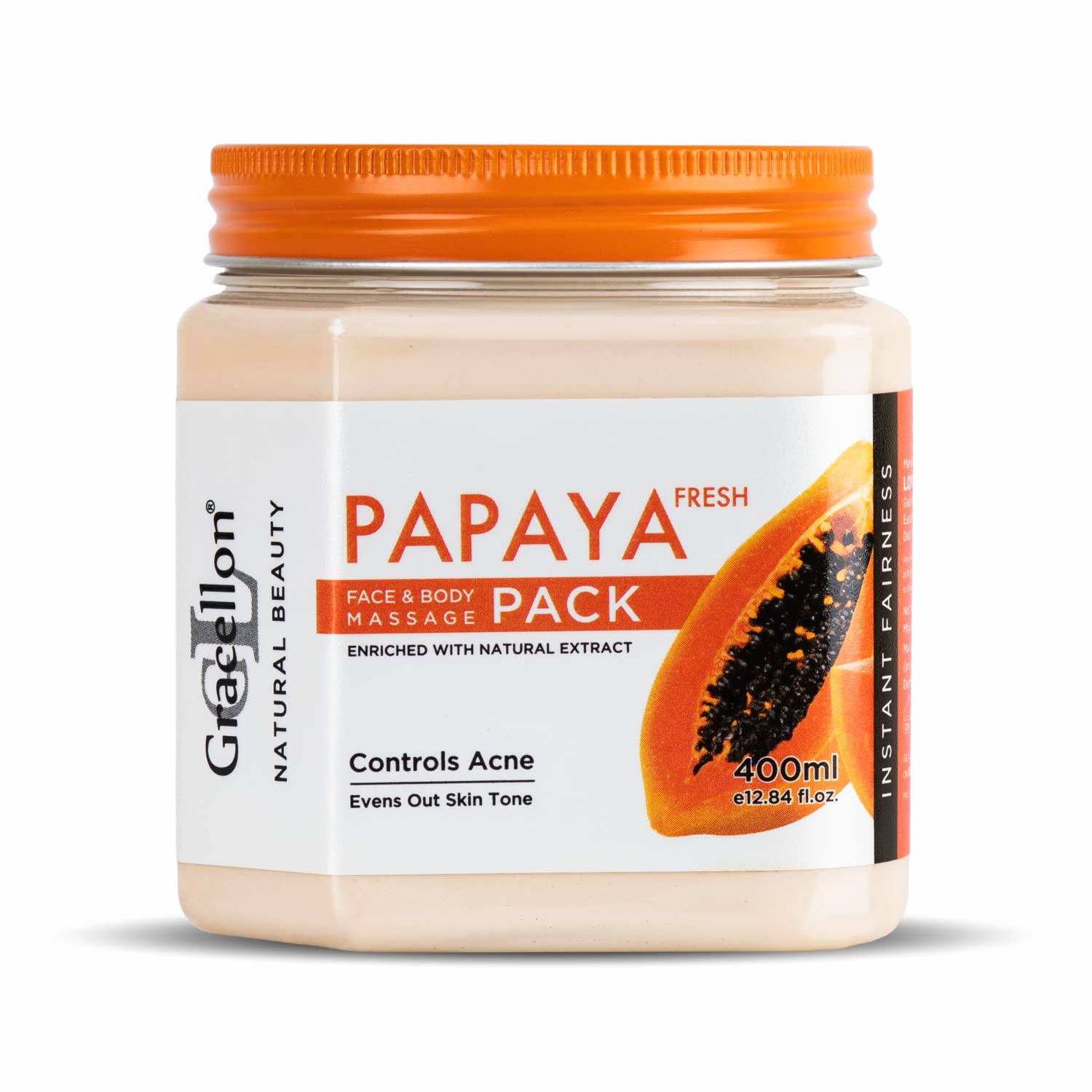 **Gracellon Papaya Fresh Face & Body Massage Pack – Brightens Skin Tone, Reduces Dark Spots, Enhances Elasticity – Paraben & SLES-Free – Perfect for Spa Days & Skincare Routines**