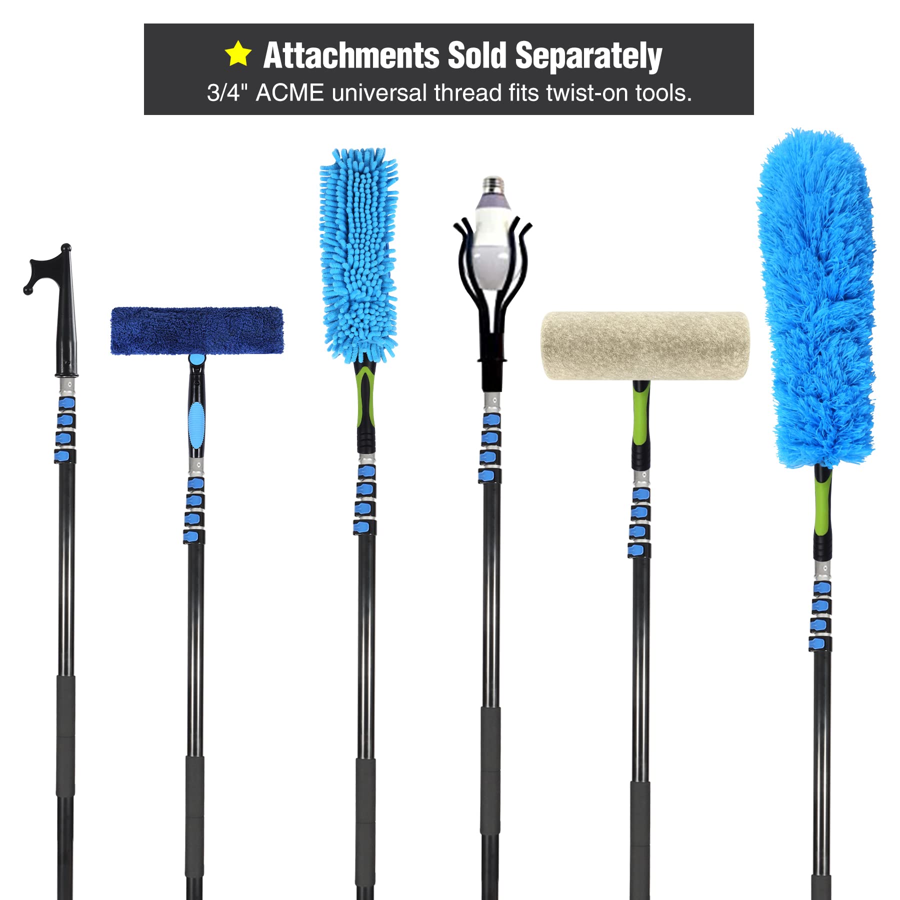 Lineslife 8-24ft Telescoping Extension Pole - Lightweight Aluminum Alloy Paint Roller Pole for High Ceilings, Window Cleaning, Dusting & Home Maintenance (Pole Only) - Perfect for DIY Projects, Hard-to-Reach Areas & Professional Use