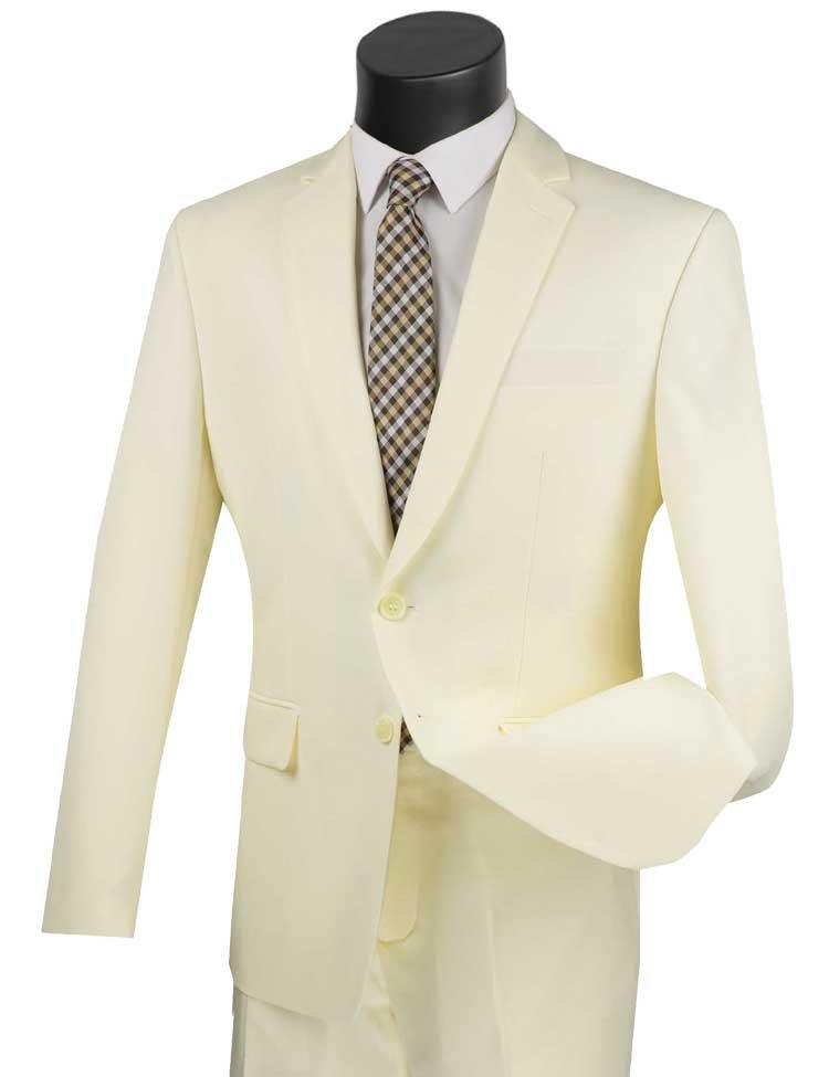 Men's Ivory Regular Fit 2-Piece Suit | Classic Business Formal Attire for Weddings, Office & Special Occasions
