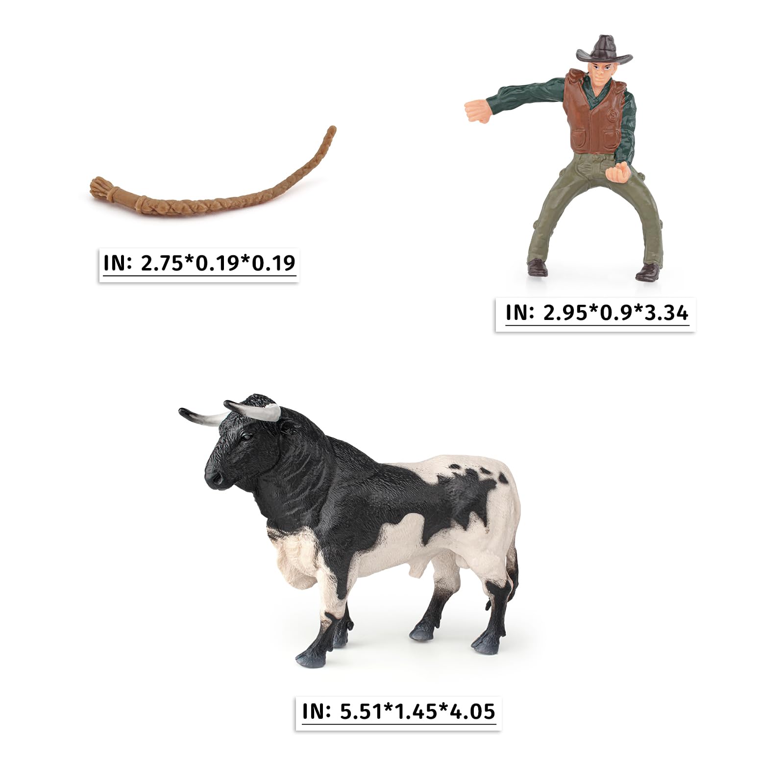 LC JoyCre 8 Inch Realistic Bull Riding Toy for Boys - Cowboy Bullfighter Action Figure, Farm Animal Set for Kids, Cake Topper & Toddler Figurine | Perfect for Western-Themed Parties, Ranch Play & Farm Animal Collections