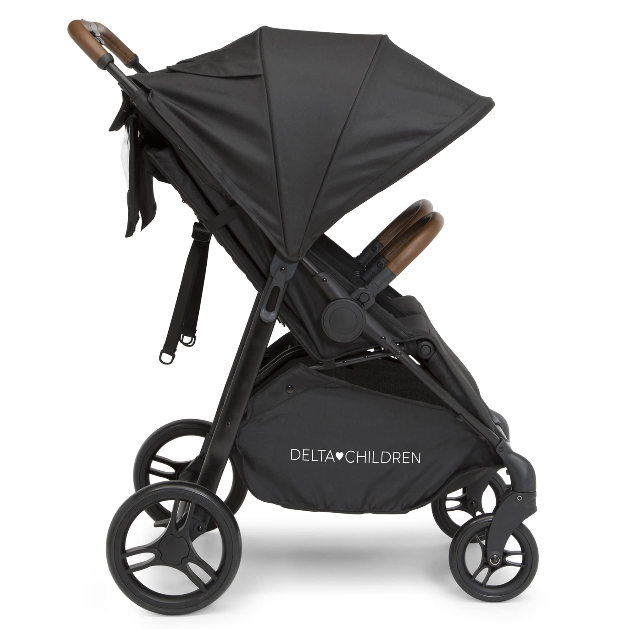 Delta Children Cruzer Double Stroller - Lightweight Side by Side Baby Stroller with Reclining Seats, Extendable Canopies & Compact Fold | Perfect for Twins or Siblings | Ideal for Shopping, Travel & Outdoor Adventures (Black)