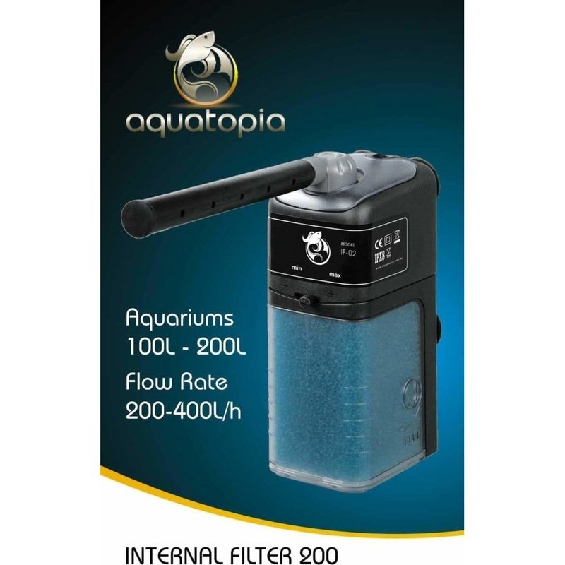 Aquatopia 200L Internal Aquarium Filter - 400L/hr Submersible Water Pump for Fish Tank Cleaning - Perfect for Freshwater & Saltwater Tanks up to 200 Liters
