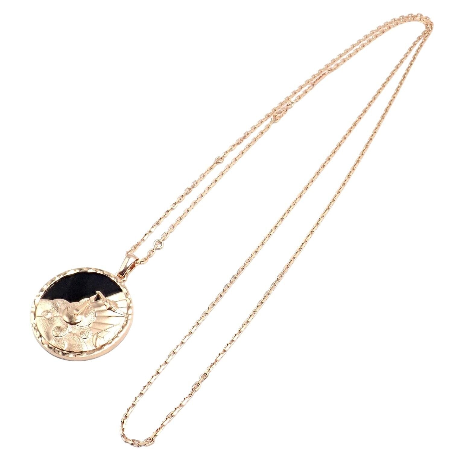 Van Cleef & Arpels 18K Rose Gold Libra Zodiac Pendant Necklace with Black Obsidian - Certified Luxury Jewelry for Women, Perfect Gift for Birthday & Anniversary