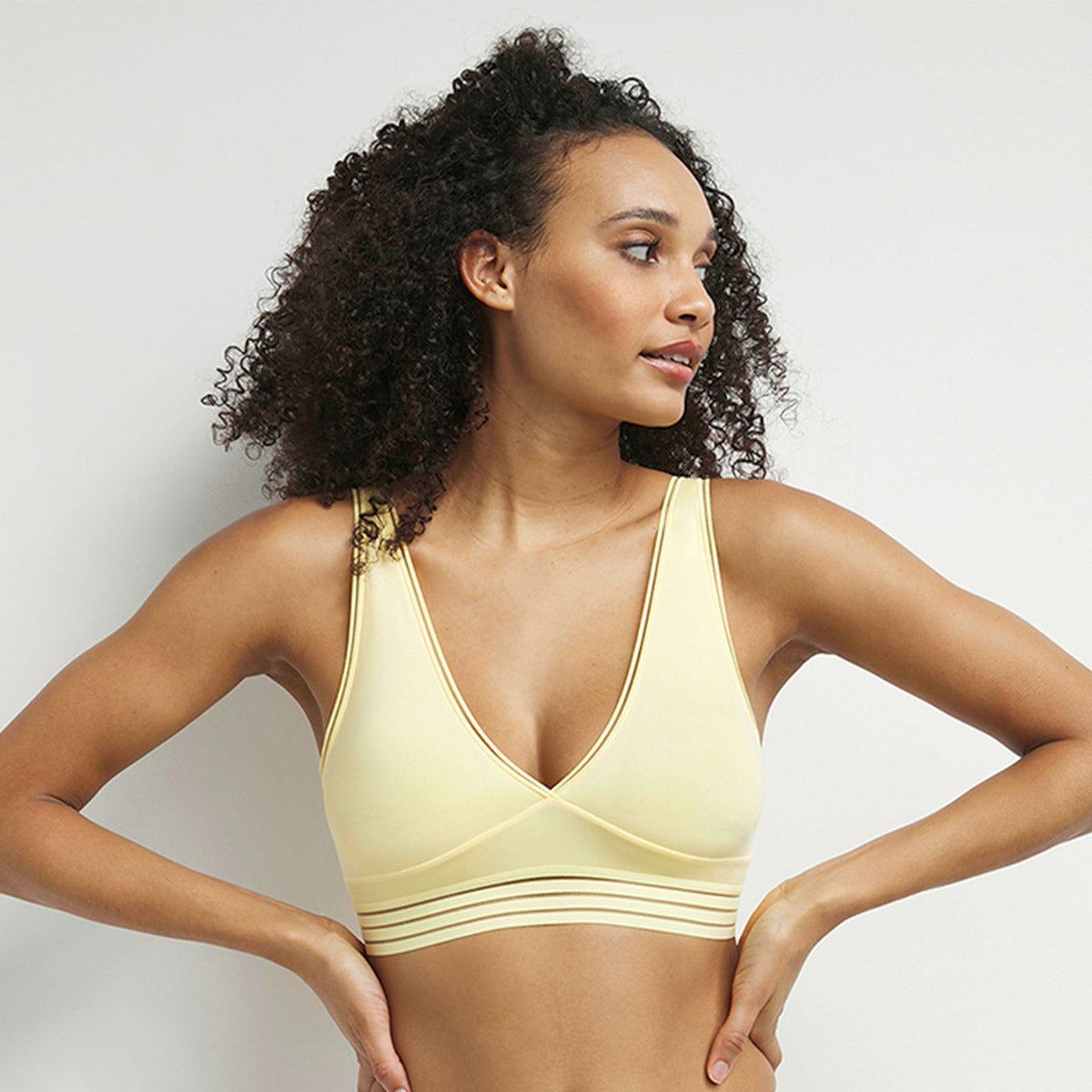 Oh My Dim's Wireless Triangle Bralette - Soft Microfiber Comfort Bra for Women in Yellow | Perfect for Yoga, Lounge & Everyday Wear
