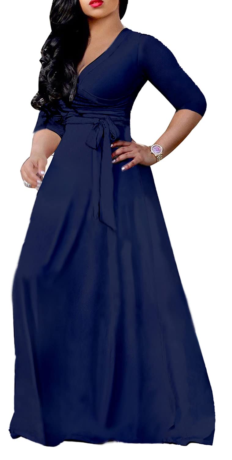 JTNFairy Women's Plus Size Floral Print Long Maxi Dress - Casual & Party Outfits for Beach, Wedding, Vacation & Summer Wear