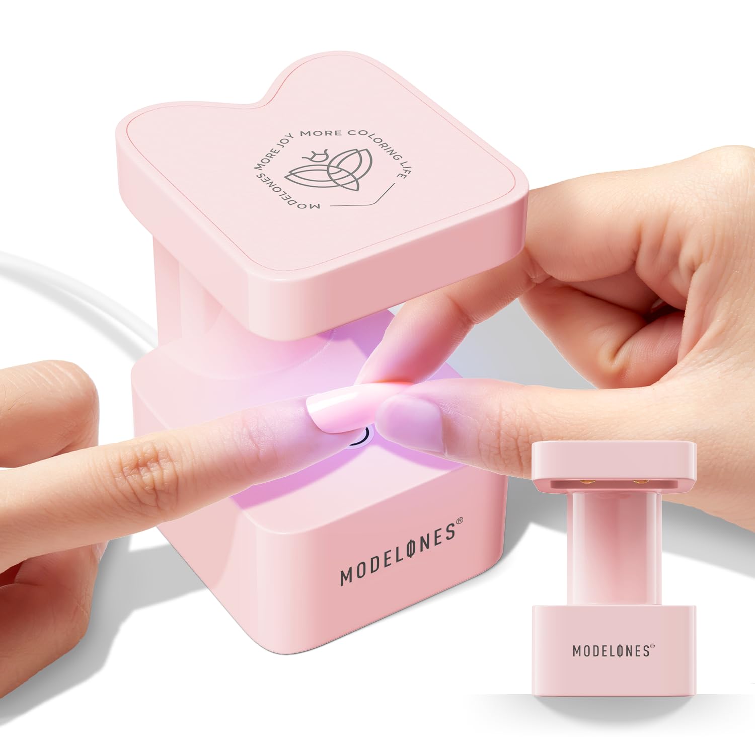Modelones Mini UV LED Nail Lamp - Portable USB Gel Nail Cure Light for Fast Drying, Small Flash Curing Light for Gel Polish (Pink) | Perfect for Home Manicures, Salon Nail Art & Travel Nail Care
