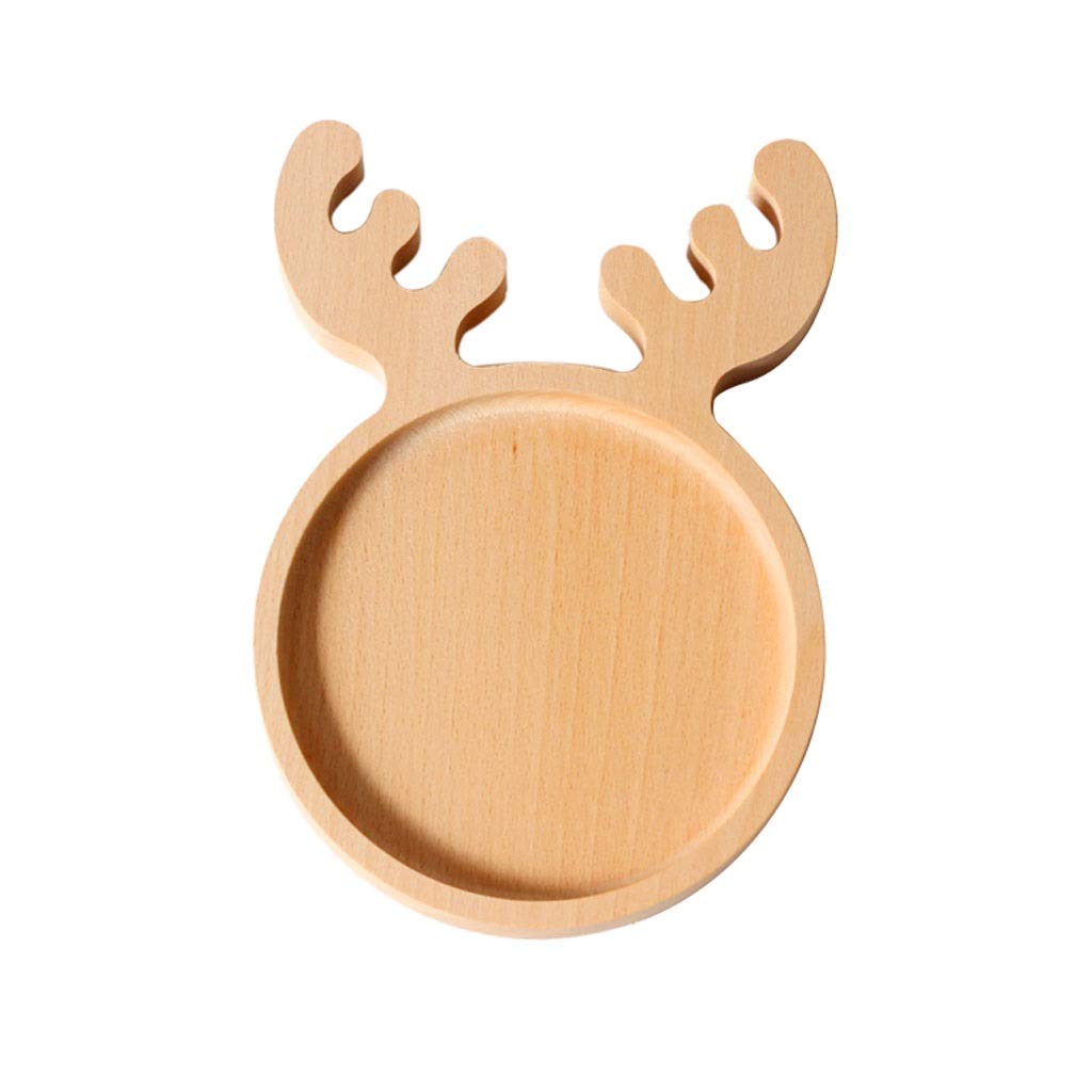 Japanese-Style Wooden Dessert Plates - Creative Animal Snack Plates, 5.5 Inch Divided Fruit Tray & Christmas Deer Salad Plates for Appetizers, Snacks, and Party Serving (Set of 5) - Perfect for Holiday Gatherings, Tea Parties, and Charcuterie Boards