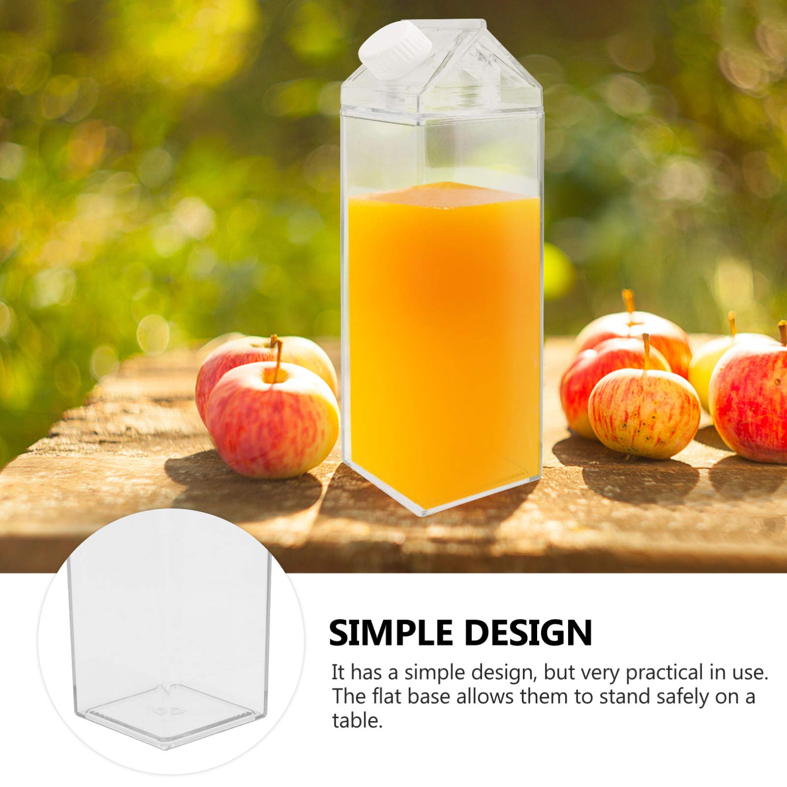 DOITOOL 2-Pack 500ML Clear Plastic Milk Carton Water Bottles - Reusable Empty Portable Drink Containers for Outdoor, Camping, Hiking & Travel - BPA Free Leakproof Design