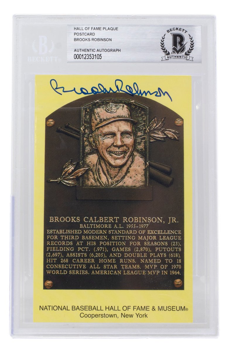 Brooks Robinson Autographed Baltimore Orioles Hall of Fame Plaque Postcard - BAS 105 Certified - Perfect for Baseball Memorabilia Collections & Sports Fan Gifts