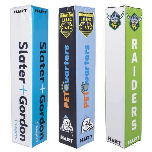 HART Square Rugby Post Pads 35cm (13.8in) - 150mm Cut Out - Custom Printed Set of 4 - Durable Safety Padding for Rugby Goal Posts - Perfect for Training & Match Play