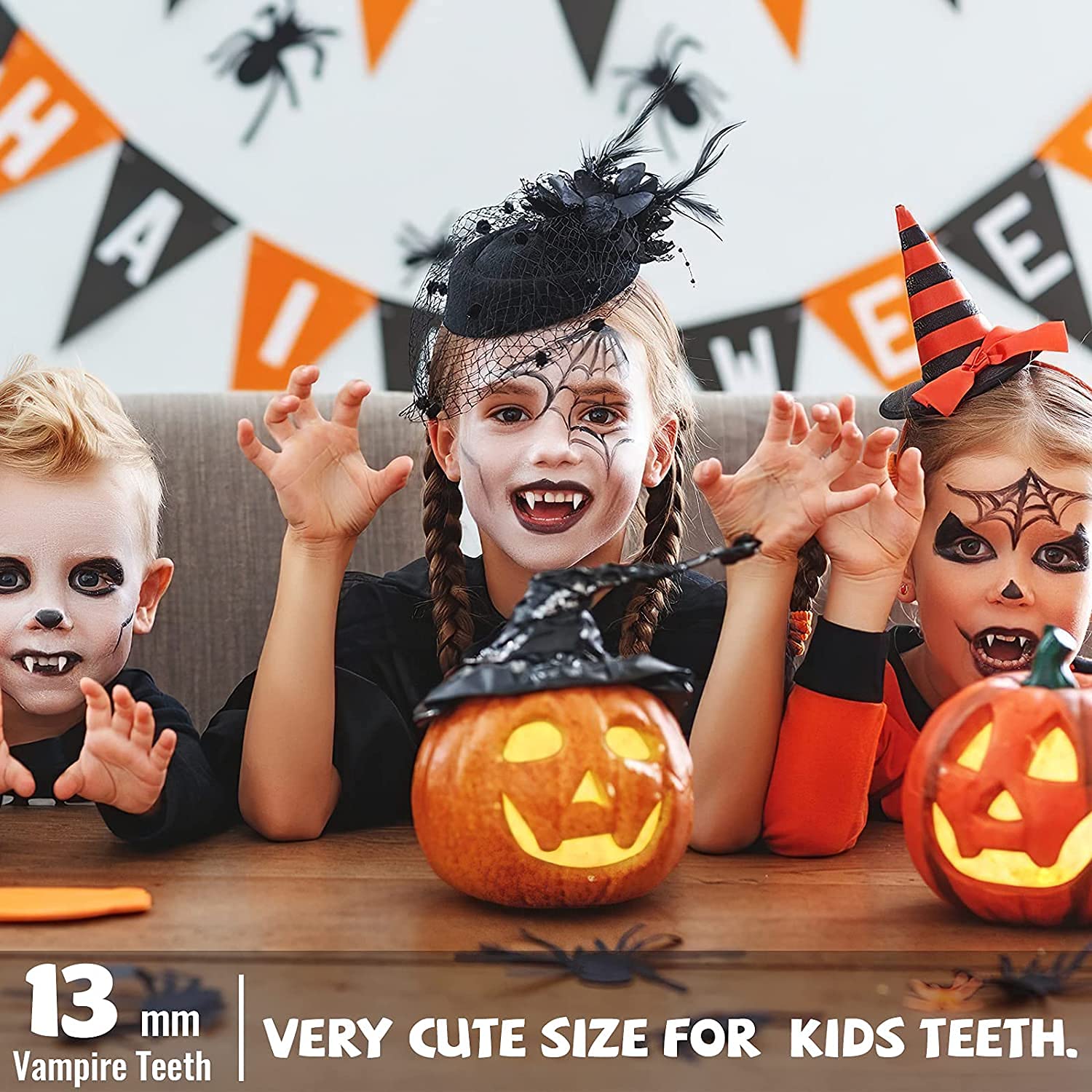 3 Pairs Vampire Teeth Fangs Dentures - Realistic Halloween Cosplay Props for Vampire Costume, Party Favors & Scary Makeup Accessories - Perfect for Halloween Parties, Cosplay Events & Themed Photoshoots