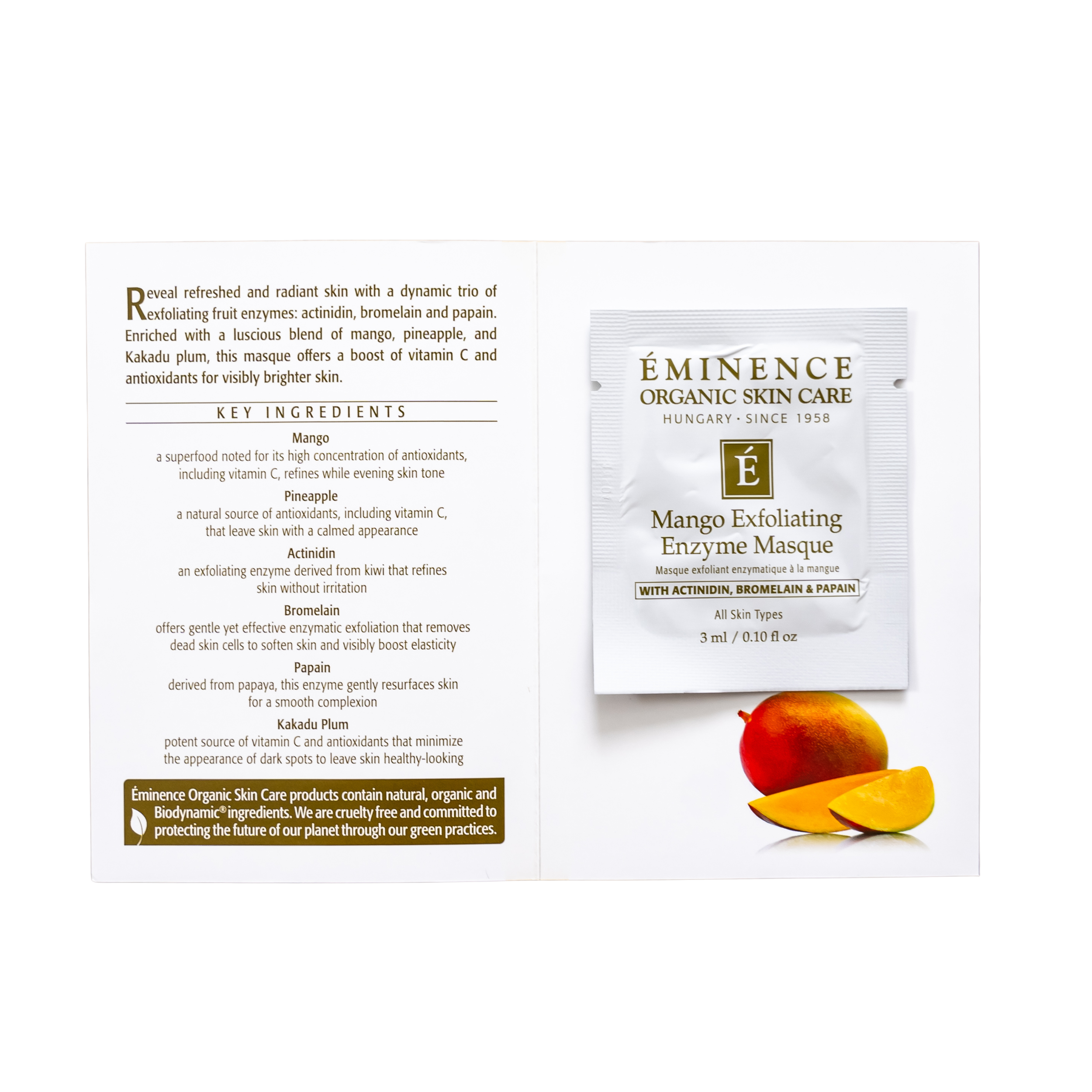 Eminence Organics Mango Exfoliating Enzyme Mask - Brightening & Exfoliating Face Mask for Glowing Skin - Perfect for Spa Day & Skincare Routine