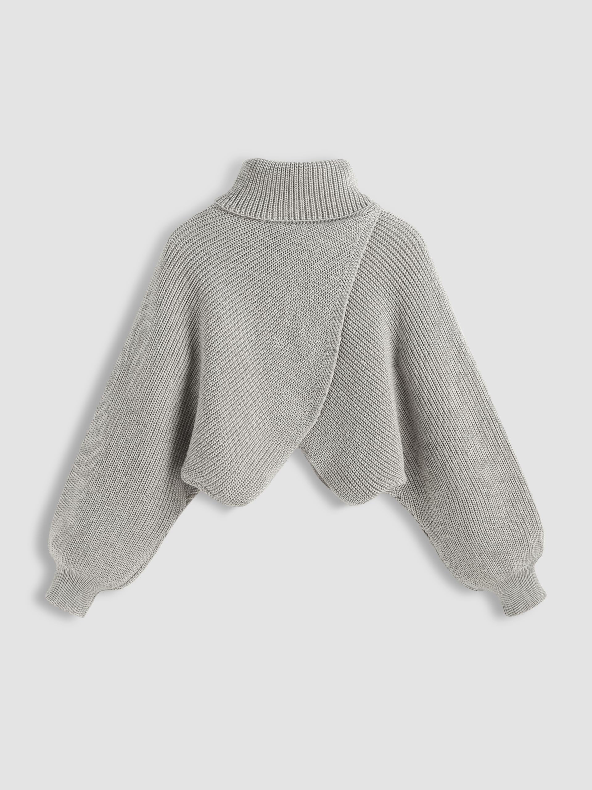 Women's Cider Cropped Turtleneck Sweater - Chunky Ribbed Knit Long Sleeve Pullover with Lantern Sleeves | Fall Winter Fashion 2024 | Perfect for Office Wear & Casual Outings