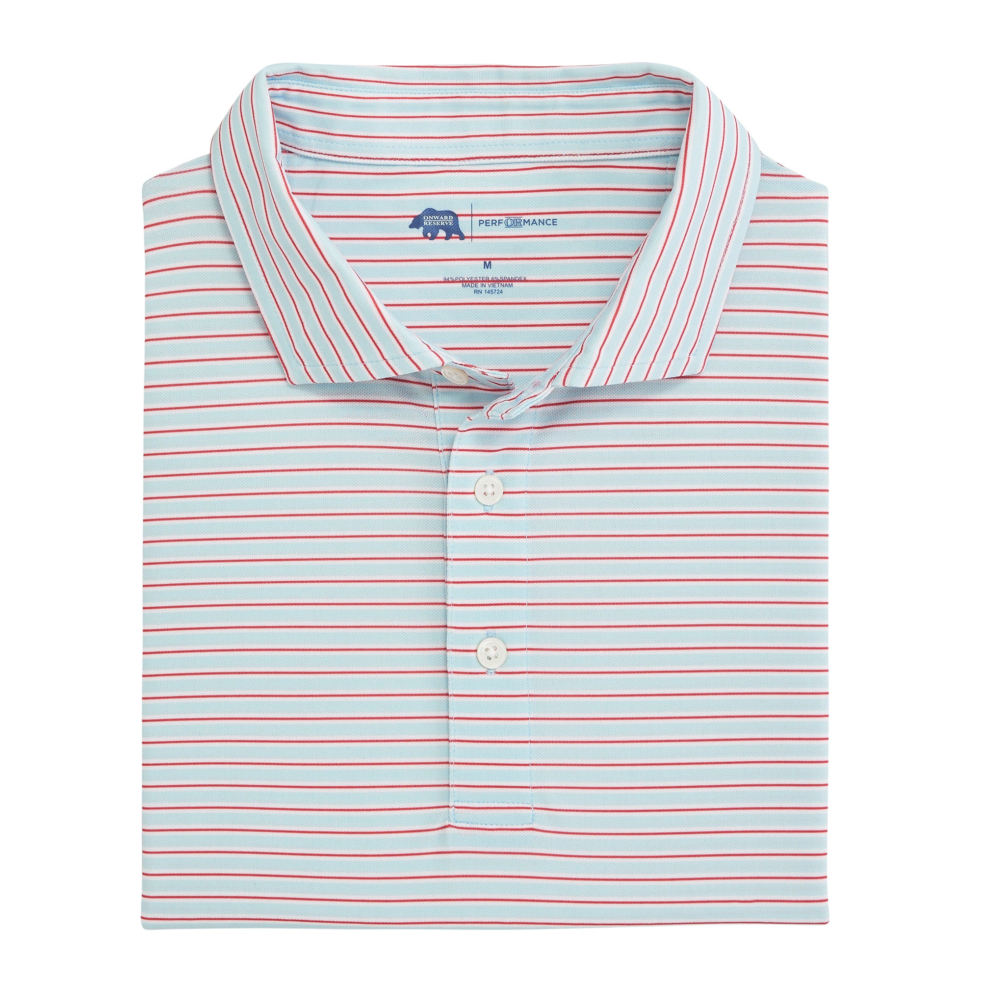 Match Stripe Performance Pique Polo Shirt - Breathable Men's Golf & Casual Wear in Delicate Blue | Perfect for Golf, Office & Outdoor Activities