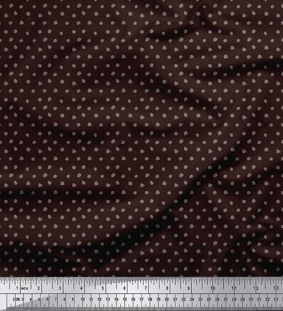 Soimoi Moss Georgette Brown Fabric by The Yard - 42 Inch Wide Brush Stroke Abstract Printed Textile for Dresses, Scarves & Home Decor | Artistic Floral Design Fabric for Sewing, DIY Projects & Upholstery