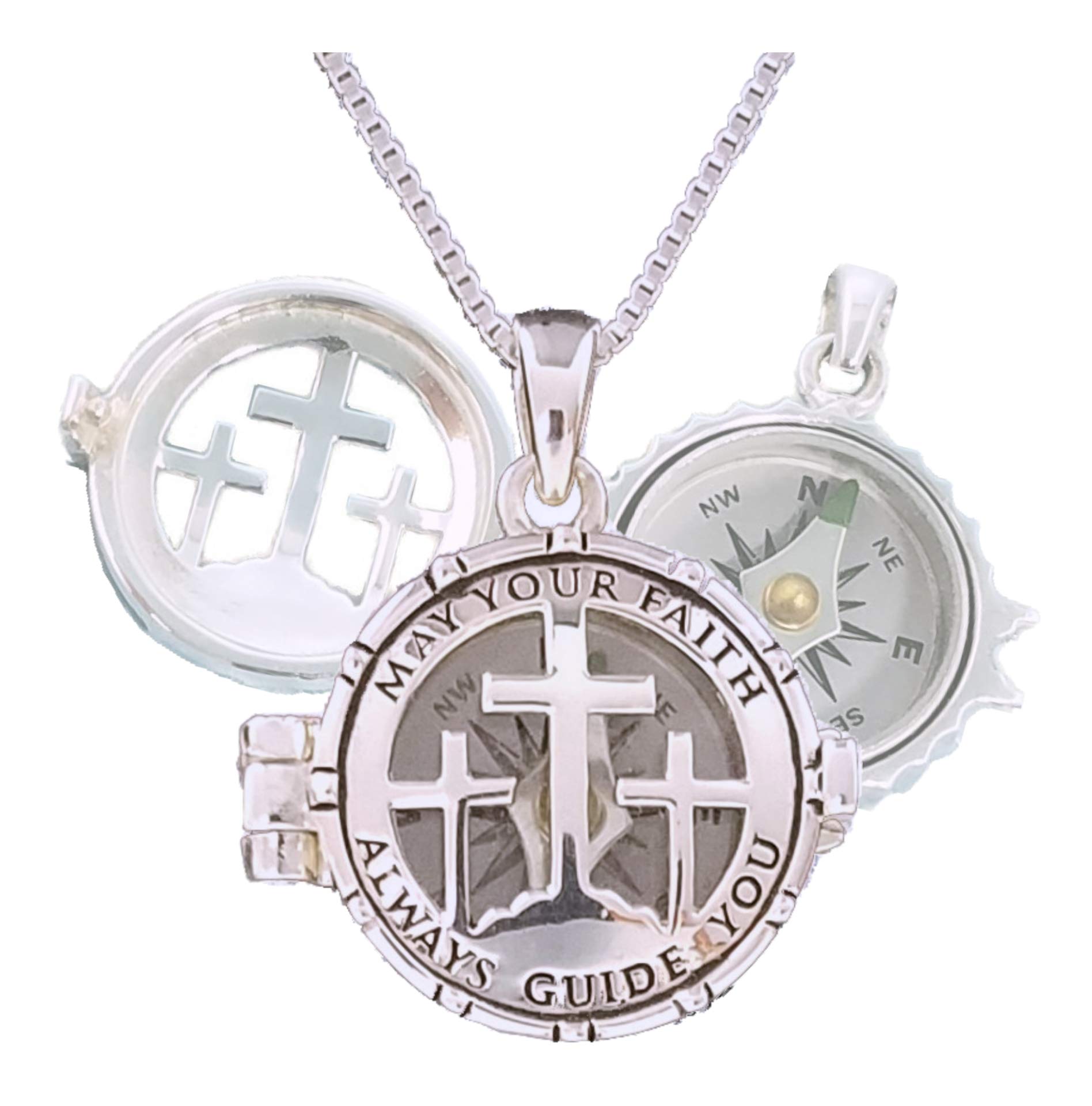Personalized Sterling Silver Compass Necklace for Men & Women - Engraved Working Compass Locket - Perfect Baptism, Confirmation, First Communion & Birthday Gift - Ideal for Outdoor Adventures, Travel & Special Occasions