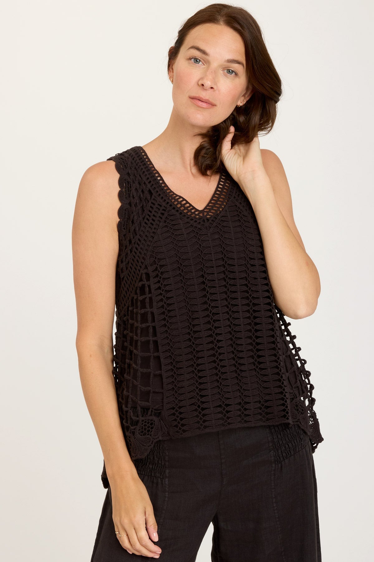 Rue Tank Top for Women - Soft Stretch Black Camisole - Perfect for Layering, Yoga, and Casual Outfits