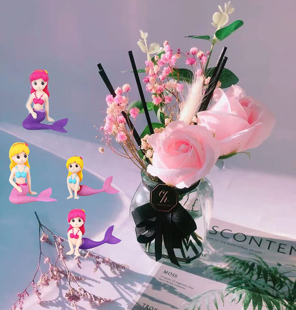 4pcs Mermaid Cake Toppers - Birthday Party Decorations, Wedding Cake Topper Figures, Mermaid Doll Toys for Cake Decorating - Perfect for Birthday Parties, Baby Showers & Wedding Celebrations