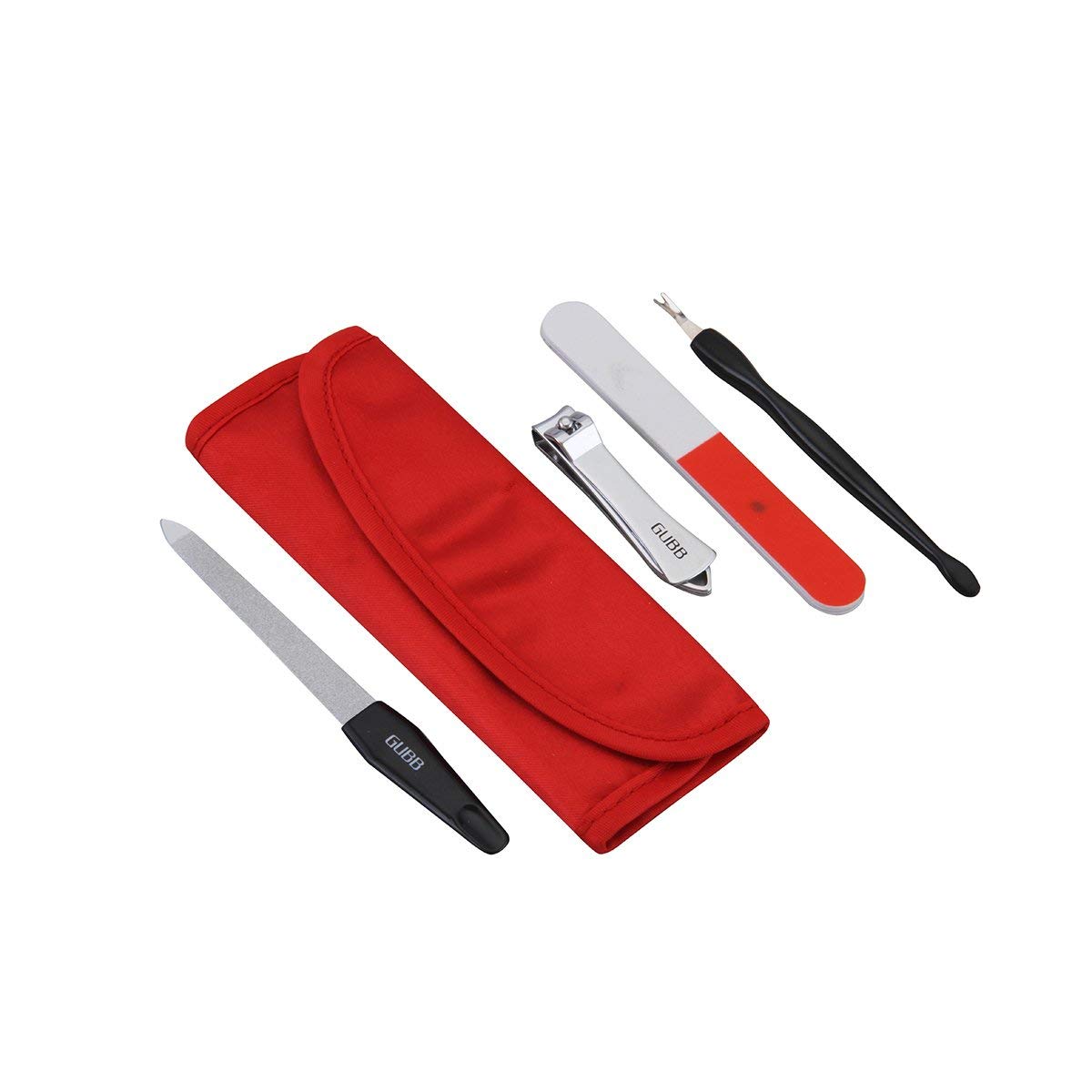 GUBB 4-in-1 Professional Manicure Kit - Nail Clippers, Nail File, Nail Buffer & Cuticle Pusher for Home & Travel Nail Care