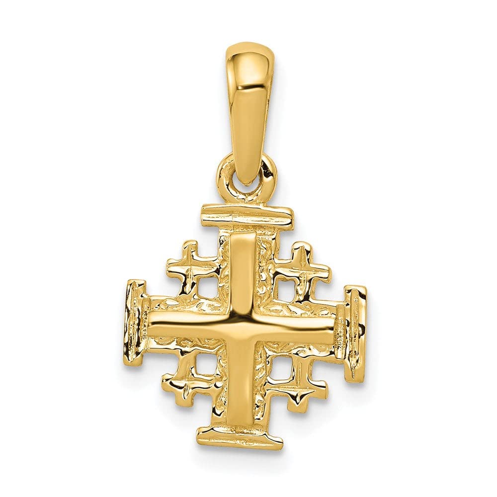 14k Gold Jerusalem Cross Charm Pendant - Handmade in USA - Perfect for Necklaces, Bracelets & Gifts - Religious Jewelry for Women & Men