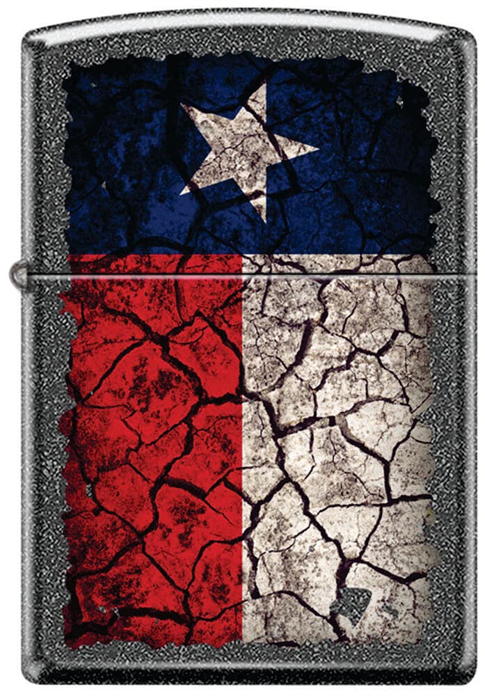 Texas Flag Cracked Iron Stone Zippo Lighter - Vintage Windproof Metal Lighter for Outdoor Camping, BBQ & Collectors