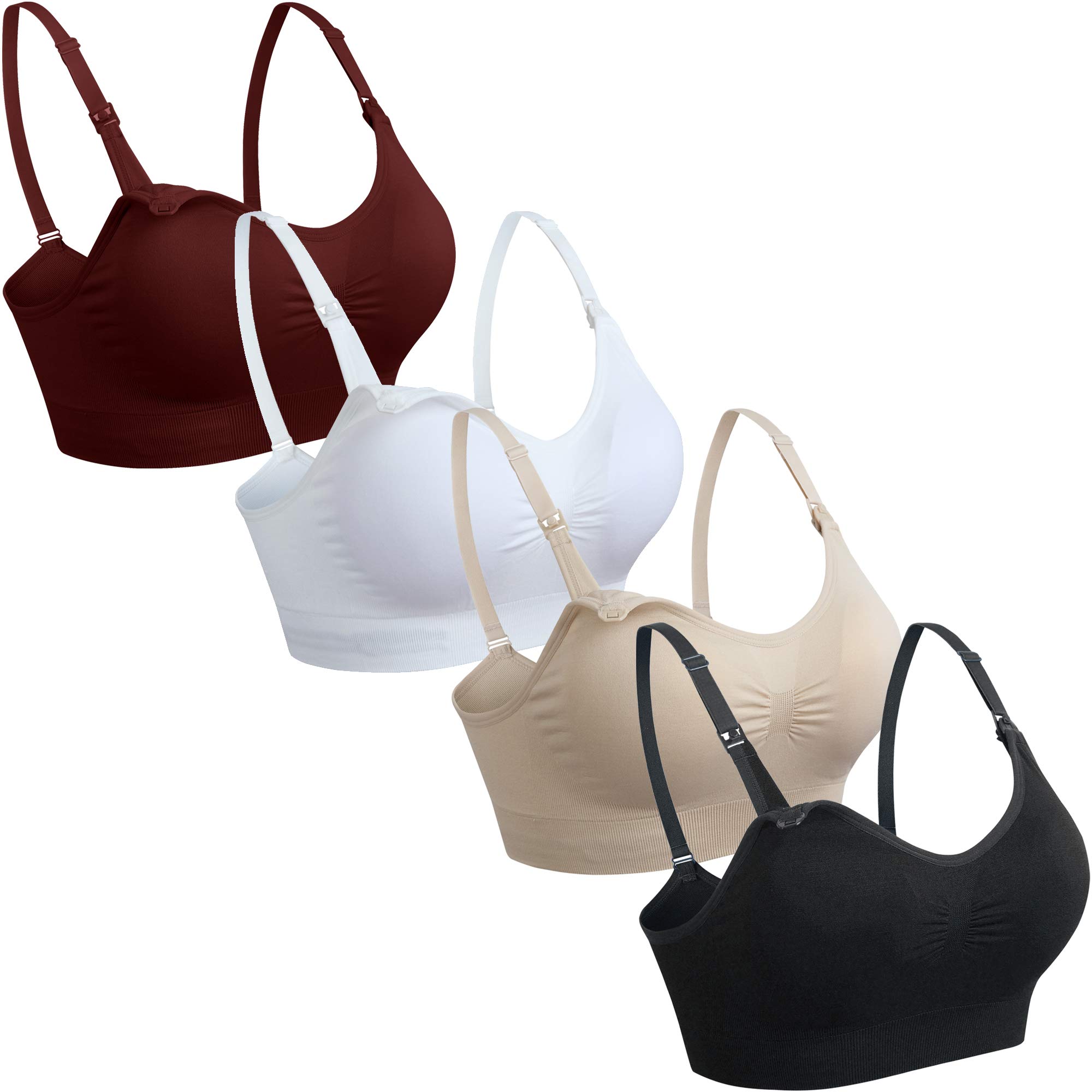 GXXGE 4Pack Nursing Bra for Breastfeeding - Seamless Maternity Bras with Push Up Support, Silk Soft Bralette Underwear for Comfortable Pregnancy & Postpartum Use - Perfect for Daily Wear, Night Nursing and Maternity Photos