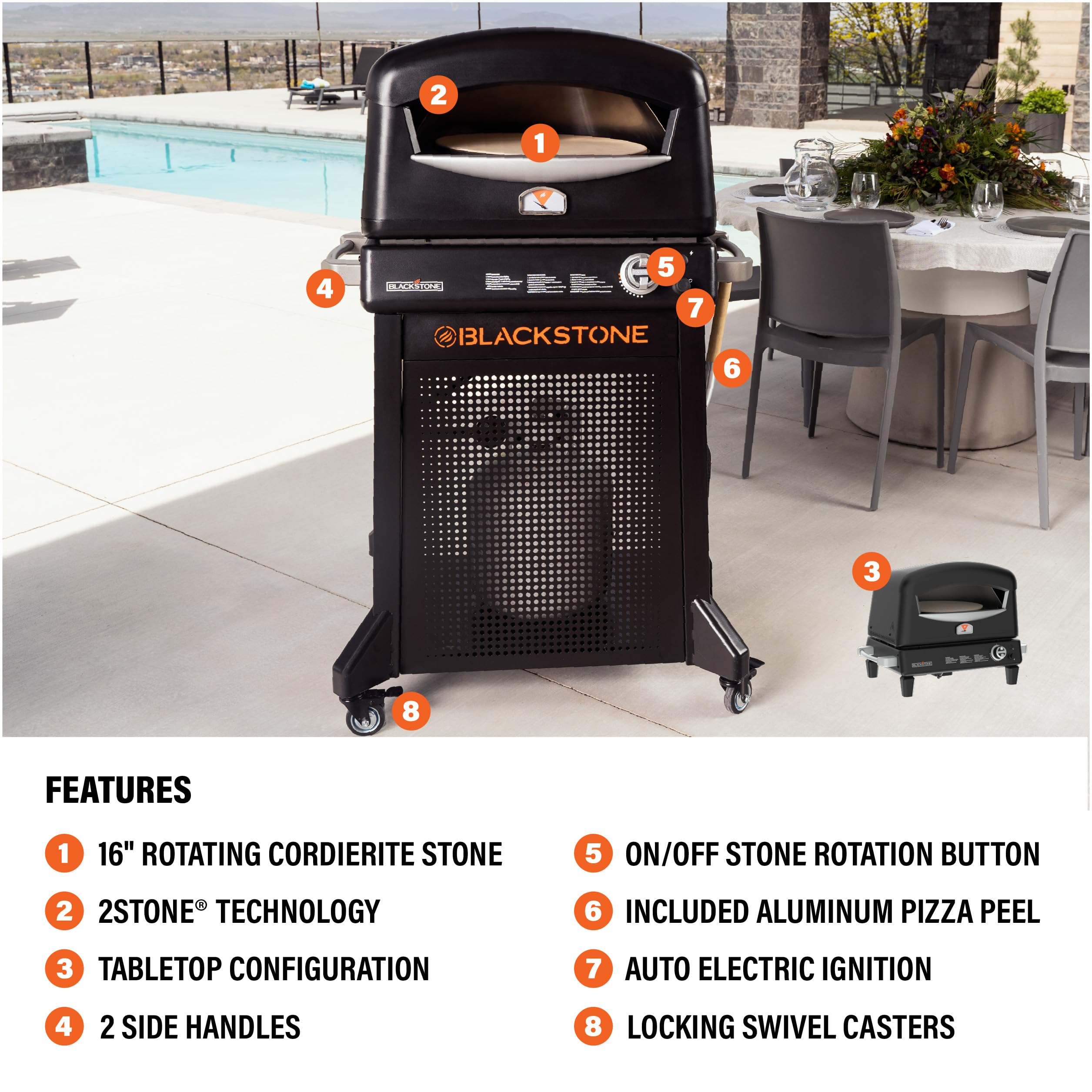 Blackstone 6825 Outdoor Pizza Oven - Portable Gas Pizza Maker for Backyard, Camping & Tailgating - Perfect for Homemade Pizza, Bread & Baking