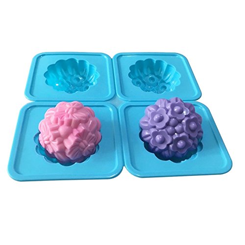 4-Cavity Flower Silicone Mold for Soap Making, Baking, Ice Cream & Polymer Clay Crafts - DIY Handmade Art Supplies for Home Decor & Gift Making