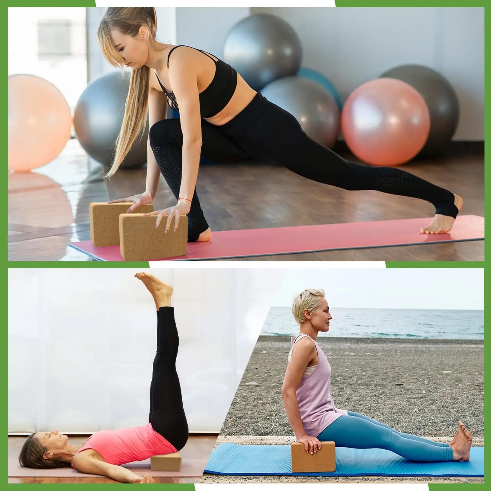 Premium Cork Yoga Blocks - 1 Pack Natural High Density Non-Slip Yoga Blocks for Women | Eco-Friendly Yoga Accessories for Yoga, Pilates & Stretching | Perfect for Home Studio, Gym & Travel Use