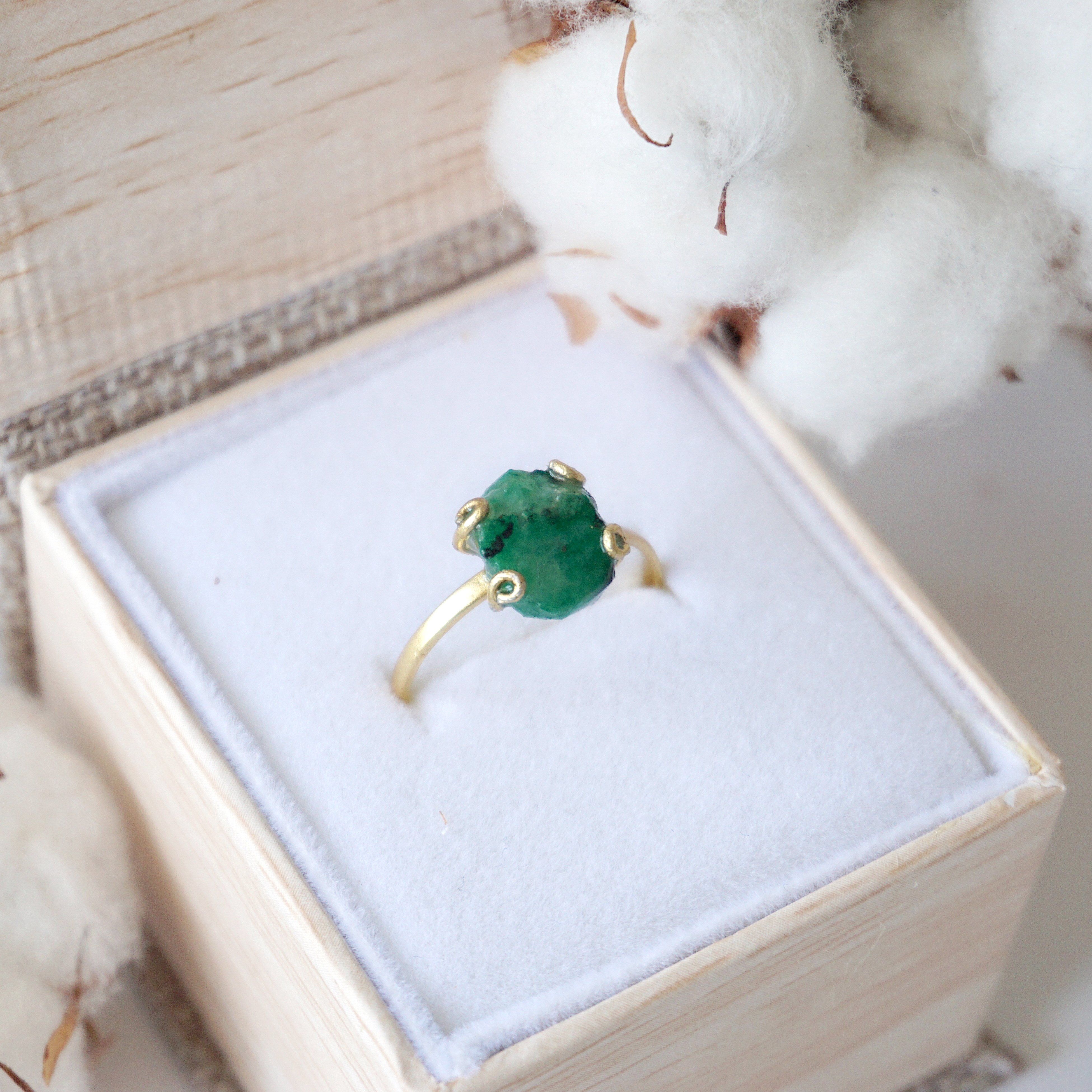 14K Gold Filled Adjustable Emerald Ring for Women - Elegant Stackable Jewelry Gift for Birthday, Anniversary & Valentine's Day