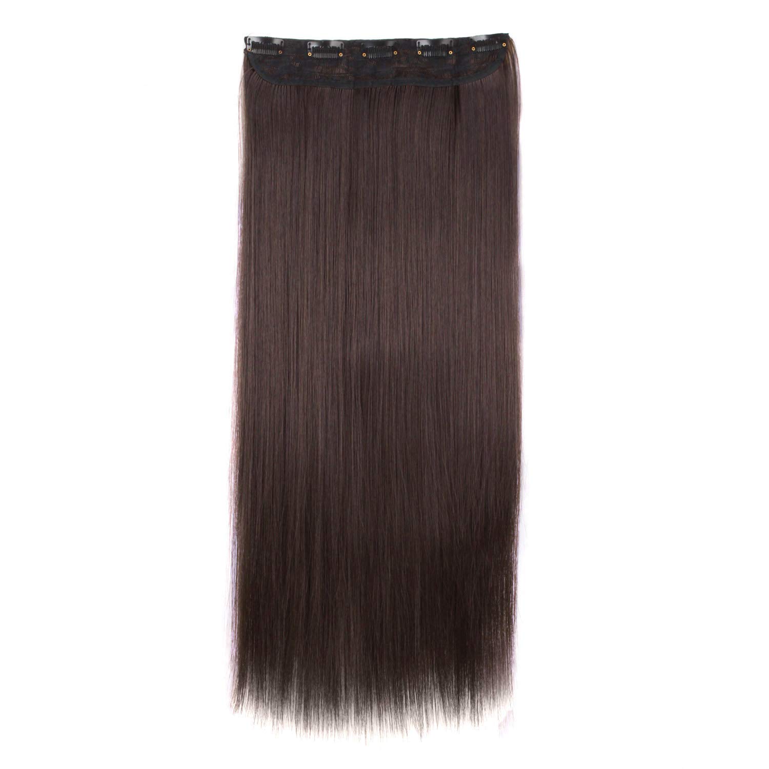 Clouds Gallery 5-Piece Clip-in Straight Synthetic Hair Extensions for Women - 24 Inch Long - Natural Look for Daily Wear & Special Occasions