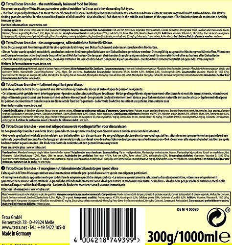 Premium Tetra Discus Fish Food - Complete Balanced Nutrition for Mid-Water & Bottom-Feeding Tropical Fish - 1 Liter (33.8 oz) - Ideal for Discus, Angelfish & Community Aquariums