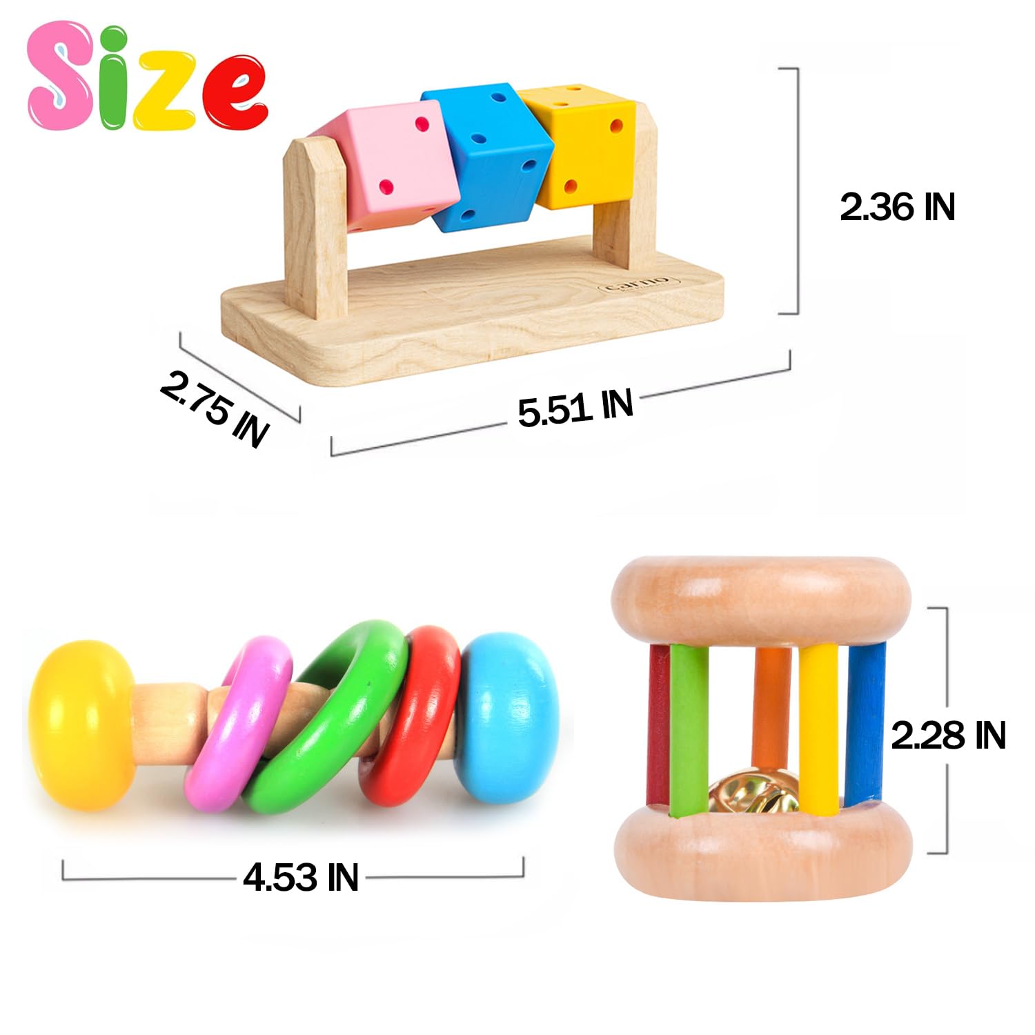 3 Pack Natural Wooden Hamster Chew Toys - Safe Eco-Friendly Small Animal Toys for Rabbits, Guinea Pigs, Chinchillas | Bite-Resistant Teeth Grinding Toys for Indoor Play & Cage Enrichment