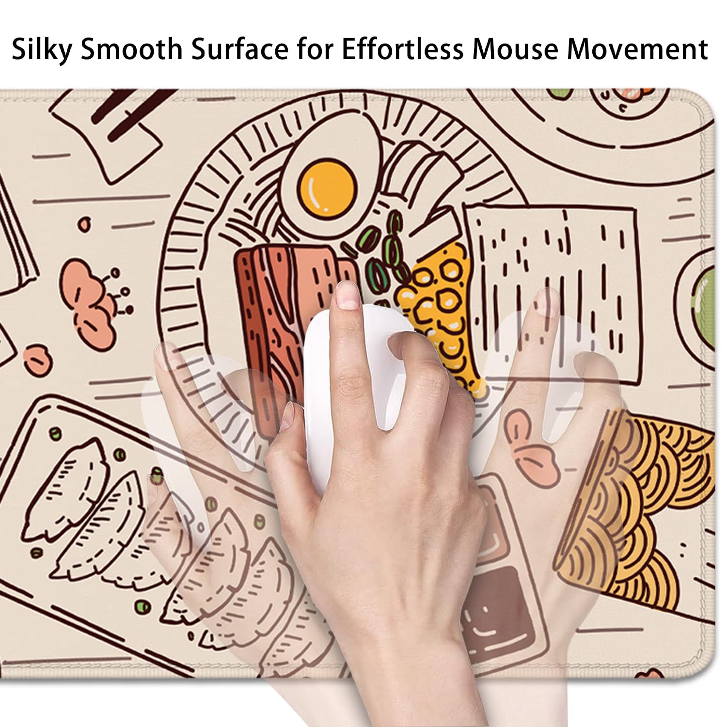 Japanese Ramen Sushi Themed Large Desk Mat - 27.5x11.8 Inch Non-Slip Mouse Pad for Gaming, Office & Home Workspace - Perfect for Anime Lovers, Food Enthusiasts & PC Gamers (Black)