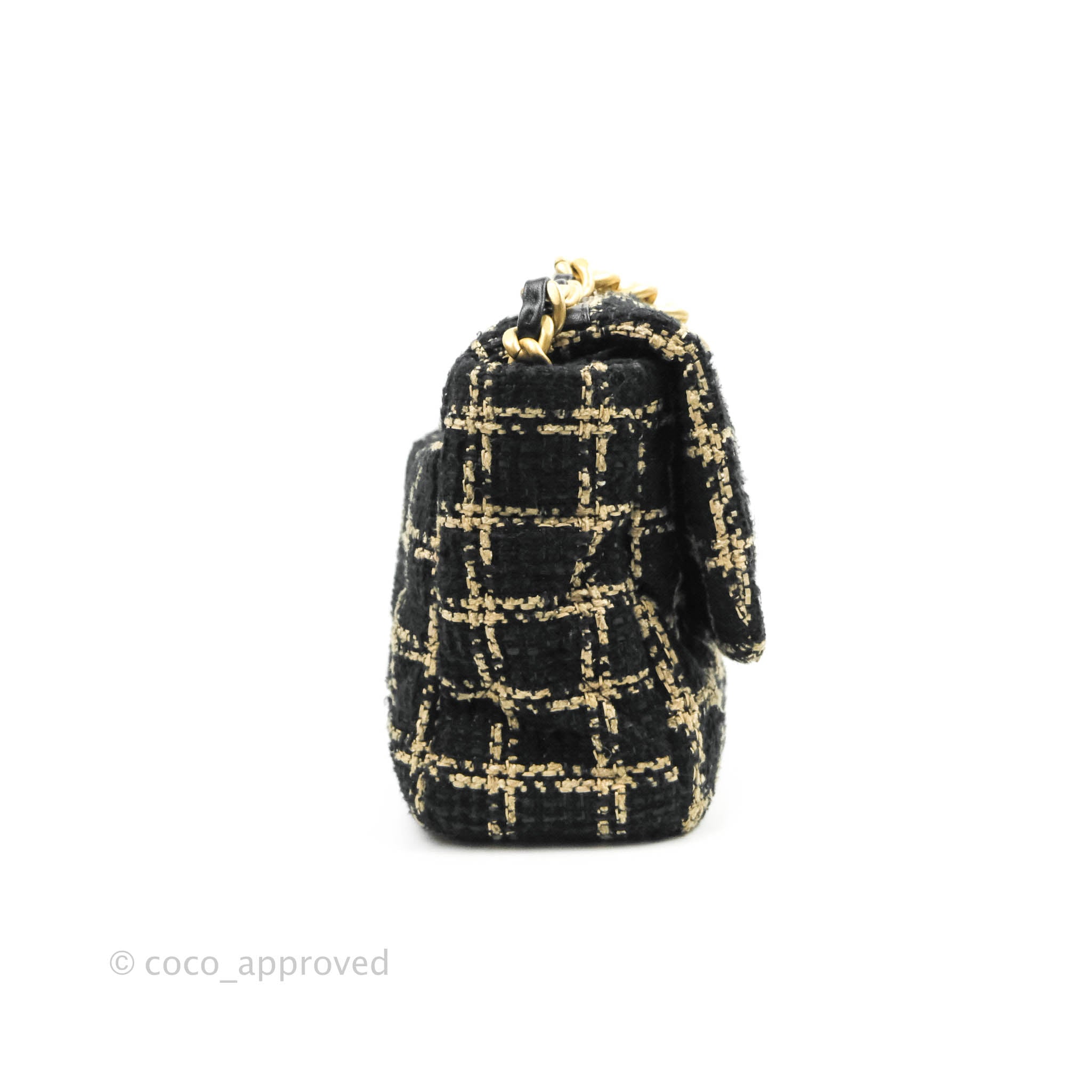 Chanel 19 Medium Handbag in Beige & Black Tweed with Mixed Hardware - Luxury Designer Shoulder Bag for Women, Perfect for Work, Evening Events & Travel