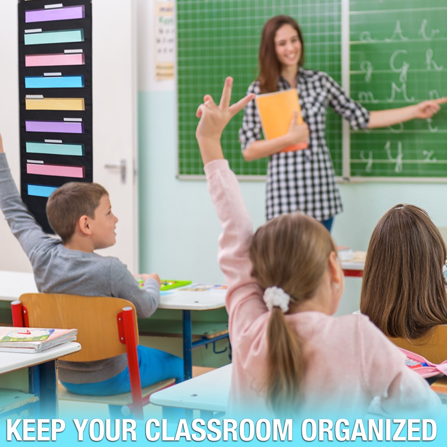 Heavy Duty 30-Pocket Wall Chart Filing System with Label Holders - Office & Classroom Wall File Organizer Includes PocketFiles, Mounting Hardware & Door Hooks - Perfect for Document Storage, Teacher Supplies, and Home Office Organization
