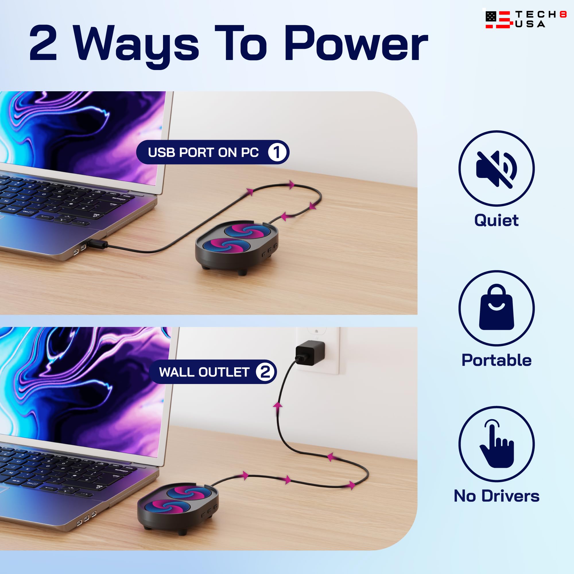 TECH8 USA Dual Disc Mouse Mover & Jiggler - Auto-Off Timer with Adjustable Activity Settings | No Software Required | Realistic Mouse Movement | Patented Design | Made in USA | Perfect for Remote Work, Online Meetings & Preventing Screen Lock