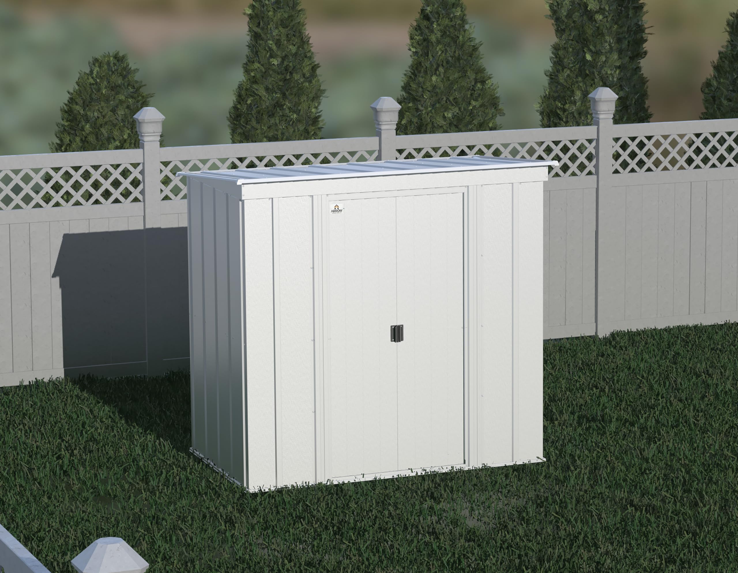 Arrow Classic Steel Storage Shed 6x4 ft Outdoor Garden Shed, Flute Grey - Perfect for Backyard Storage, Lawn Equipment, and Gardening Tools