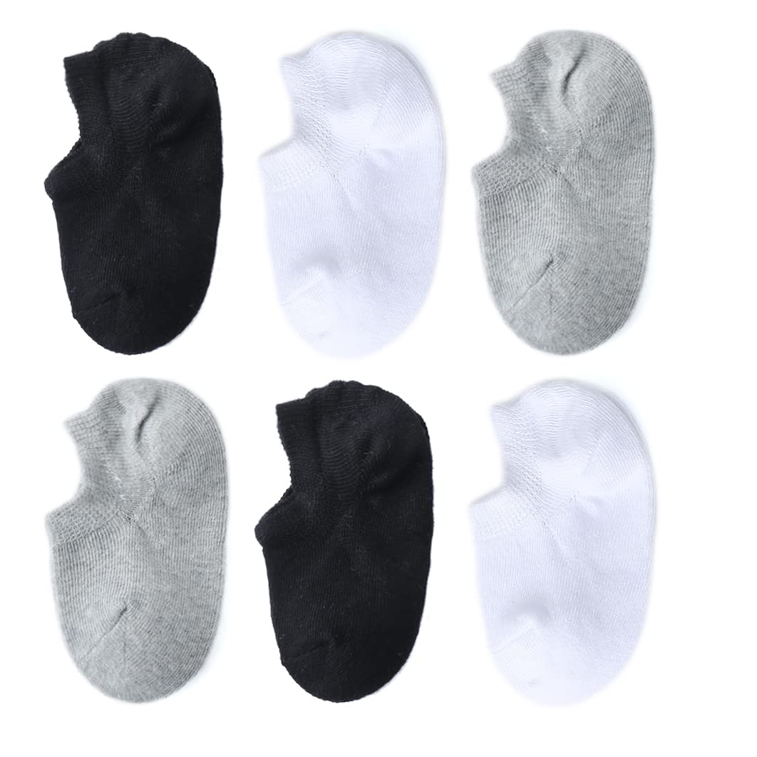 Marchare Baby No Show Socks - Soft Cotton Non-Slip Low Cut Socks for Girls & Boys (6/10 Pairs Value Pack) - Perfect for Infants & Toddlers - Ideal for Everyday Wear, School, and Playtime