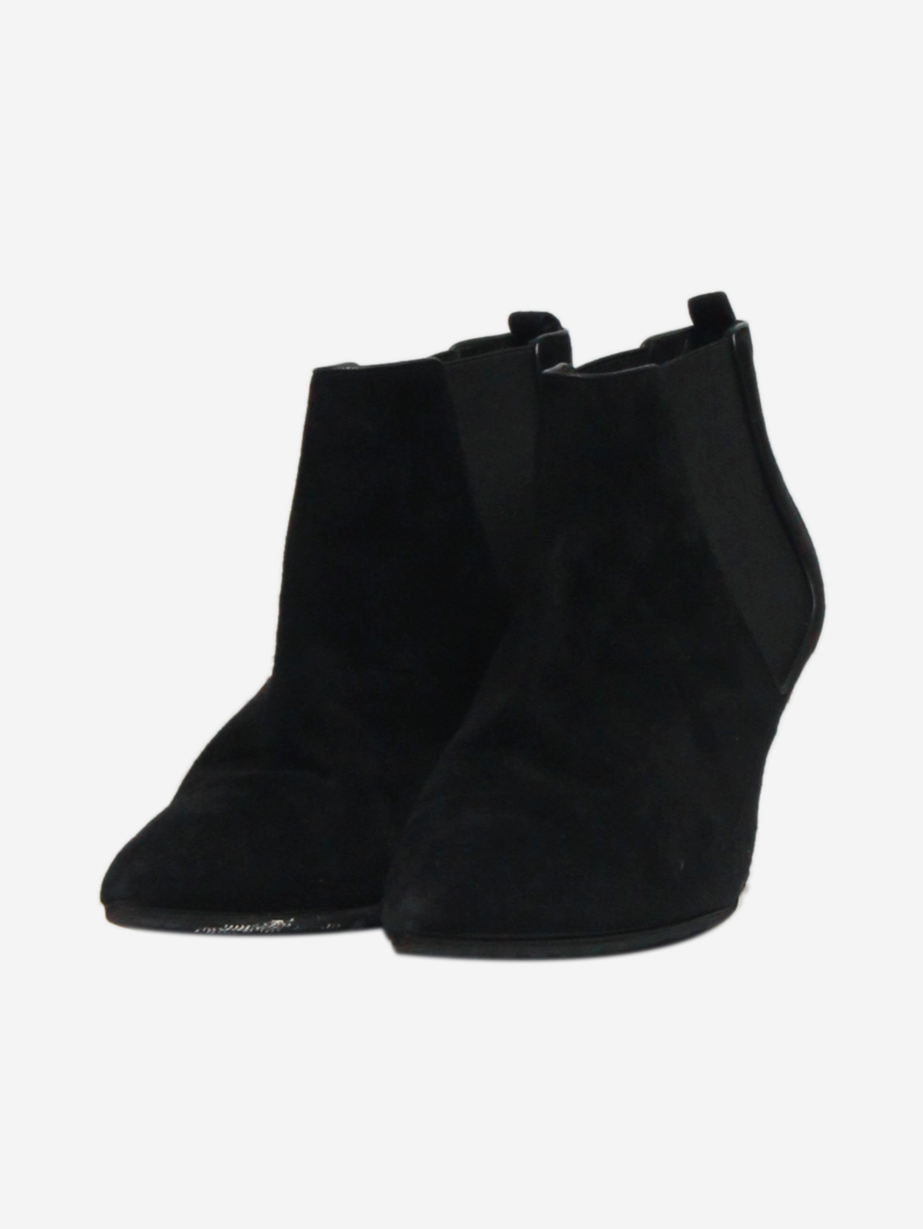 Stylish Black Suede Ankle Boots Women's Size 38.5 (US 7.5) - Comfortable Winter Fashion Booties for Casual Outfits & Office Wear