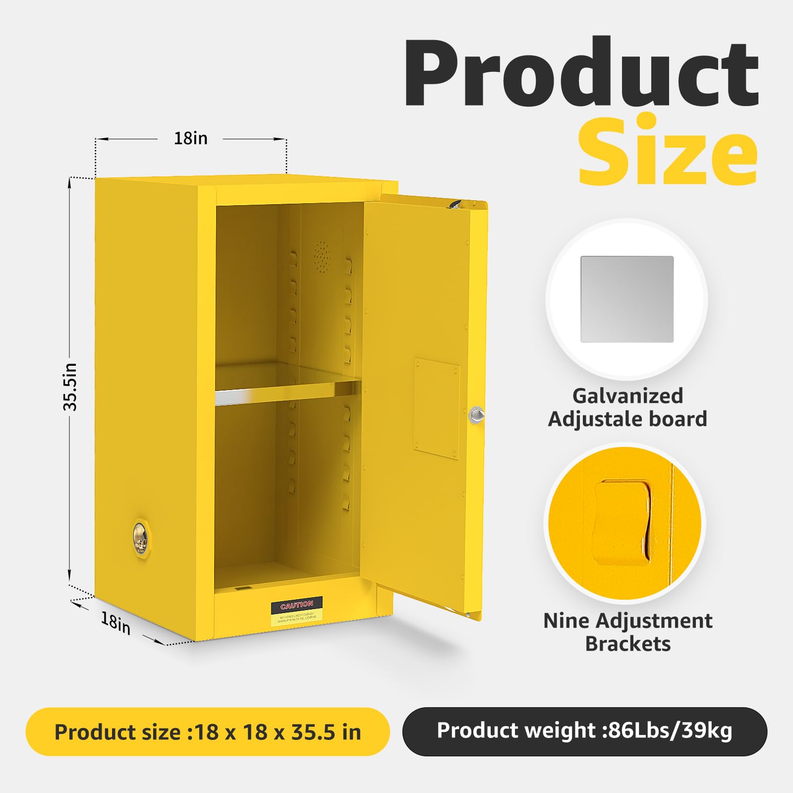 25 Gallon Flammable Storage Cabinet - 18