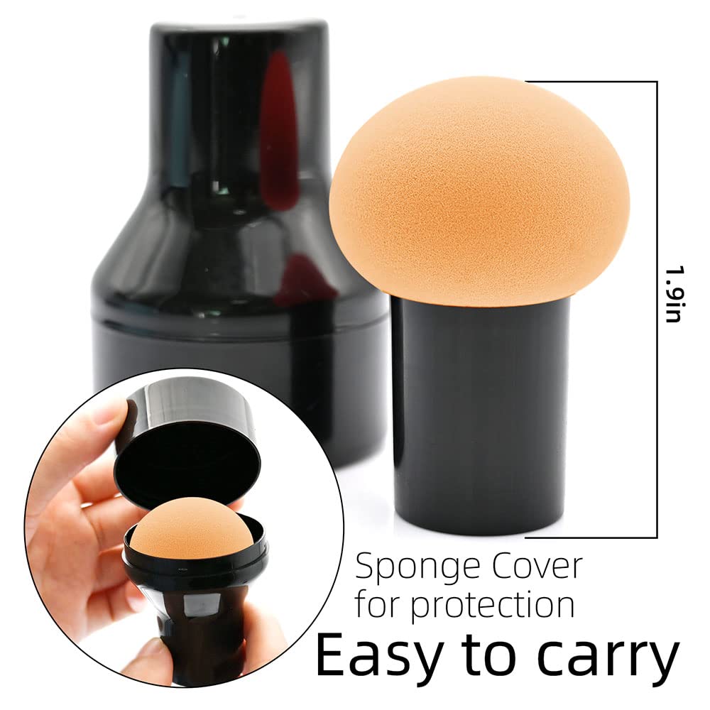 Dolovemk Mushroom Head Makeup Puff Brush with Handle - Powder Sponge Blender for Flawless Finish