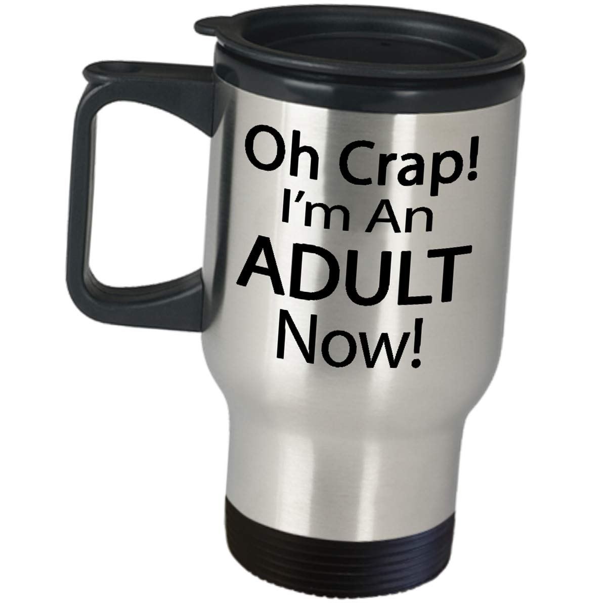 Funny Graduation Gift Coffee Mug - 'Oh Crap I'm An Adult Now' Travel Tumbler for Students, Teachers & New Grads | College, High School Graduation Present for Daughter, Son, Sister, Brother | Perfect for Commuting, Office & Study Sessions