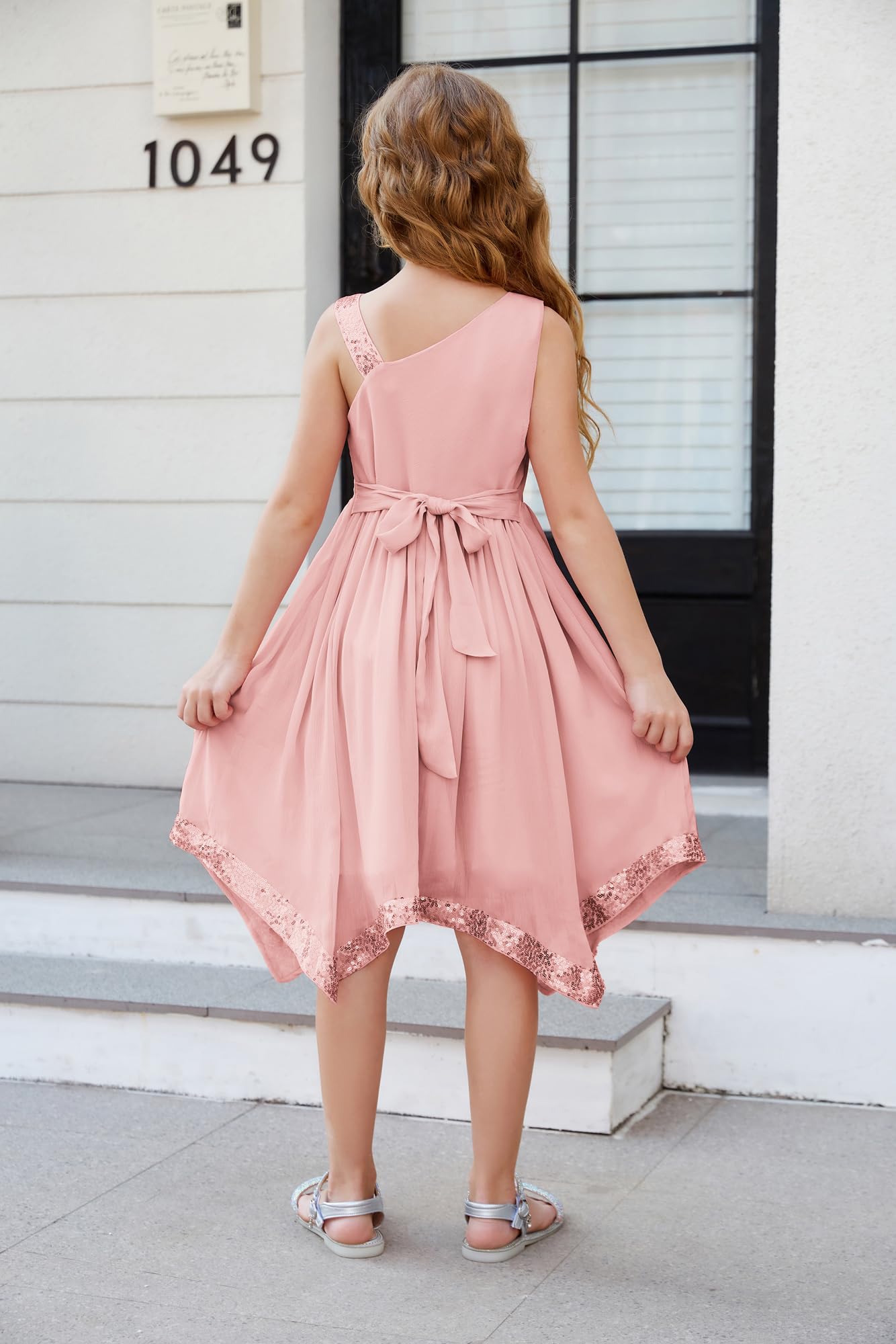 GRACE KARIN Girls One Shoulder Party Dress for Summer - Formal Birthday Midi Dress for Kids Age 5-12 Years | Perfect for Weddings, Parties & Special Occasions