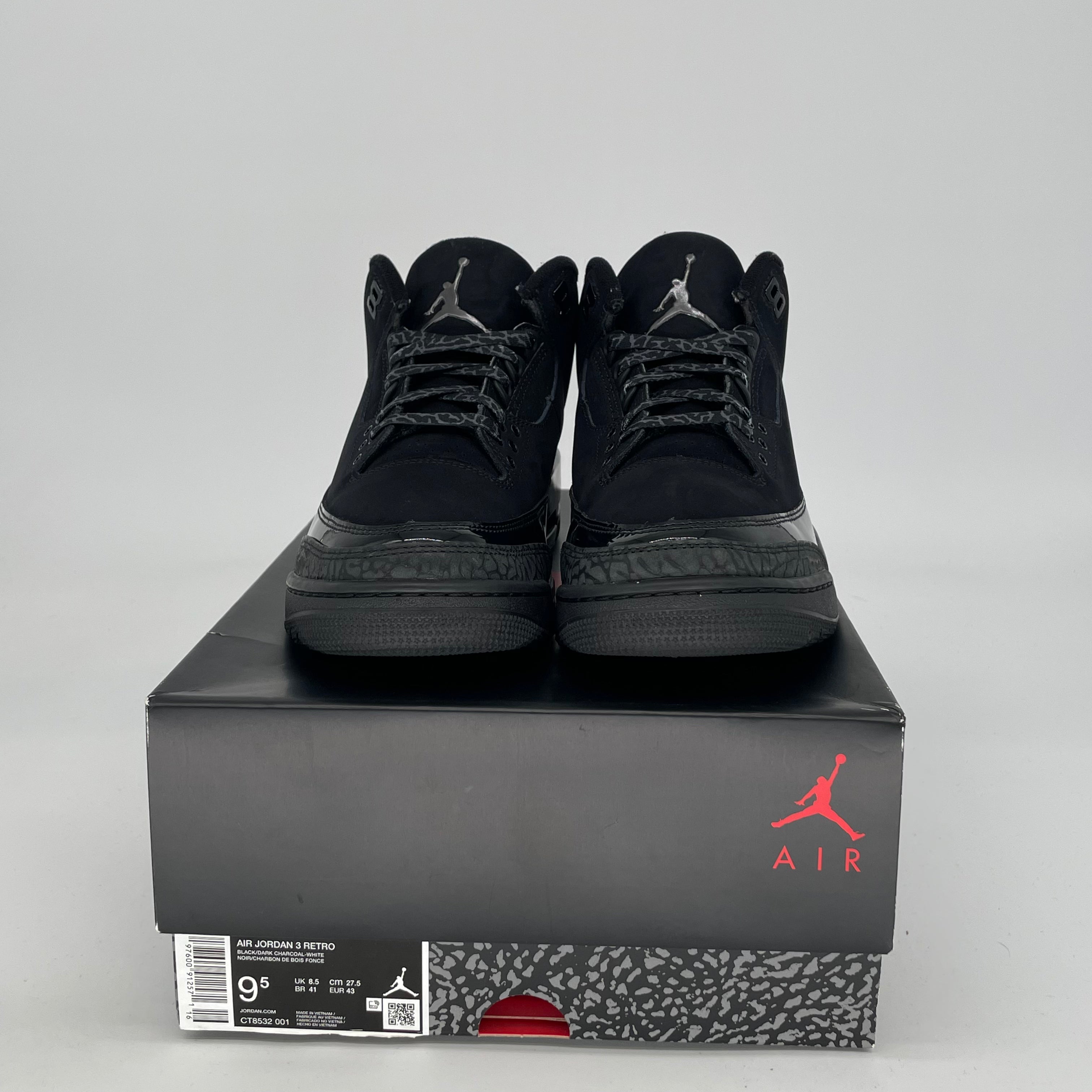 AIR JORDAN 3 Retro Black Cat Men's Basketball Shoes Size 9.5/11W (CT8532-001) - Perfect for Streetwear & Sneaker Collectors