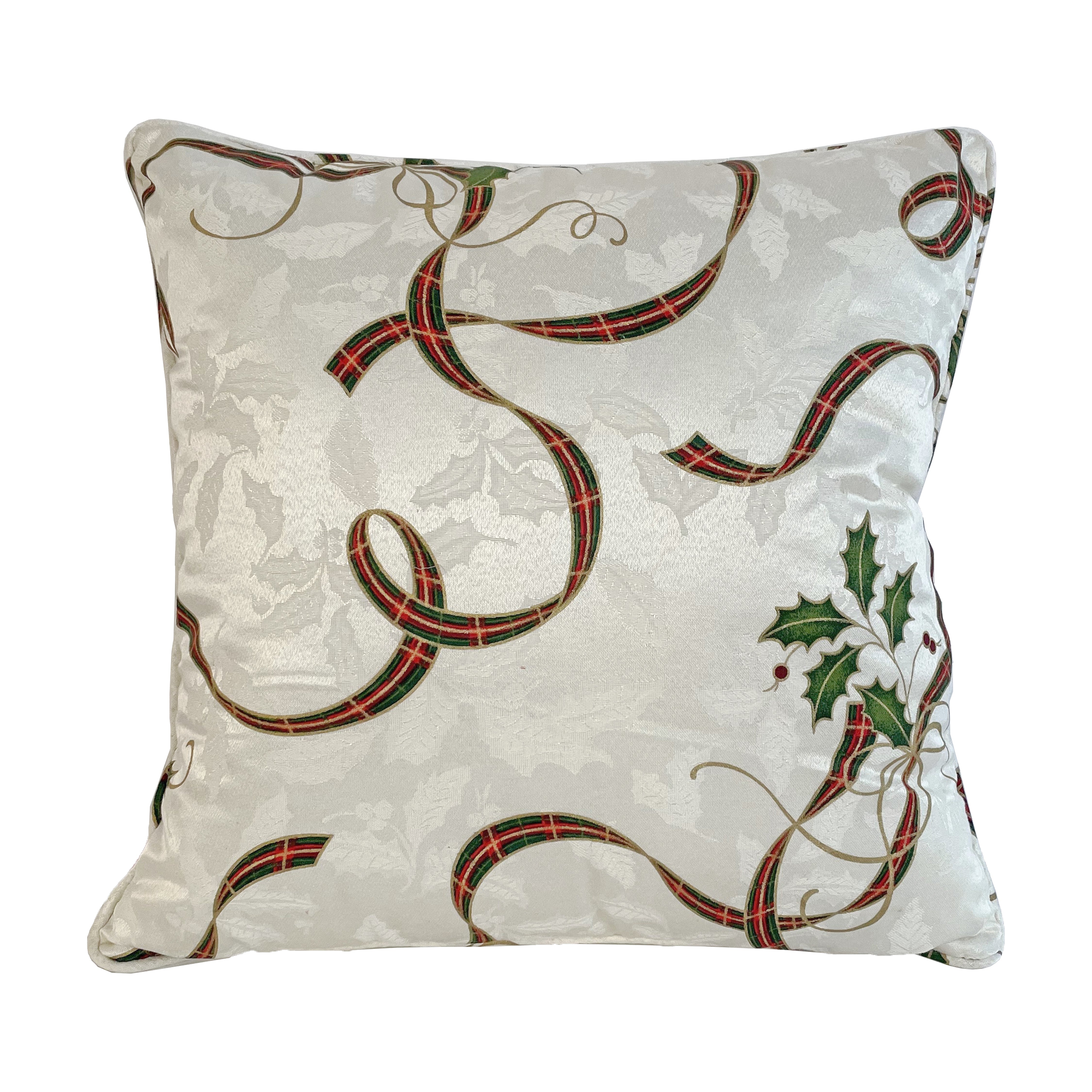 Elegant Holiday Nouveau Ribbon 20x20 Decorative Throw Pillow - Perfect for Christmas Sofa, Bedroom & Home Decor