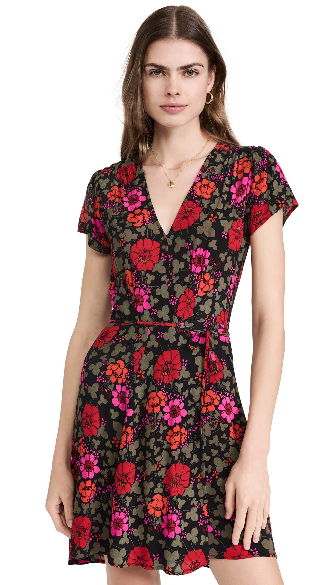 Rolla's Women's Cleo Rambling Floral Wrap Dress - Flowy Summer Midi Dress for Casual Outings, Beach Vacations & Date Nights